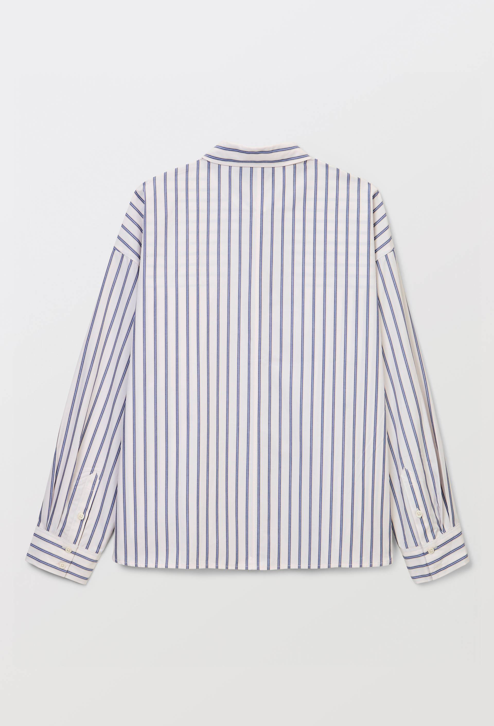 Chemise manches longues ray&eacute;e en coton BIO GOTS, Blanc, large image number 3