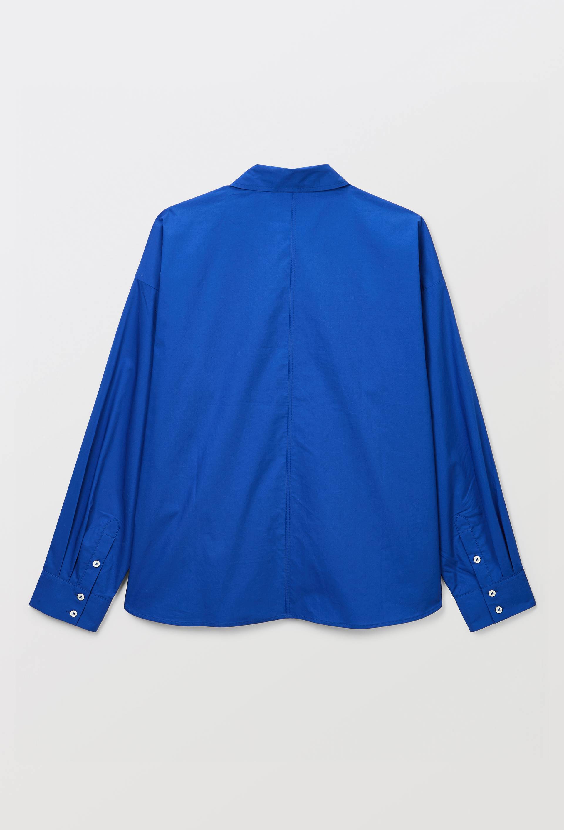 Chemise manches longues unie en coton BIO GOTS, Bleu, large image number 4.0