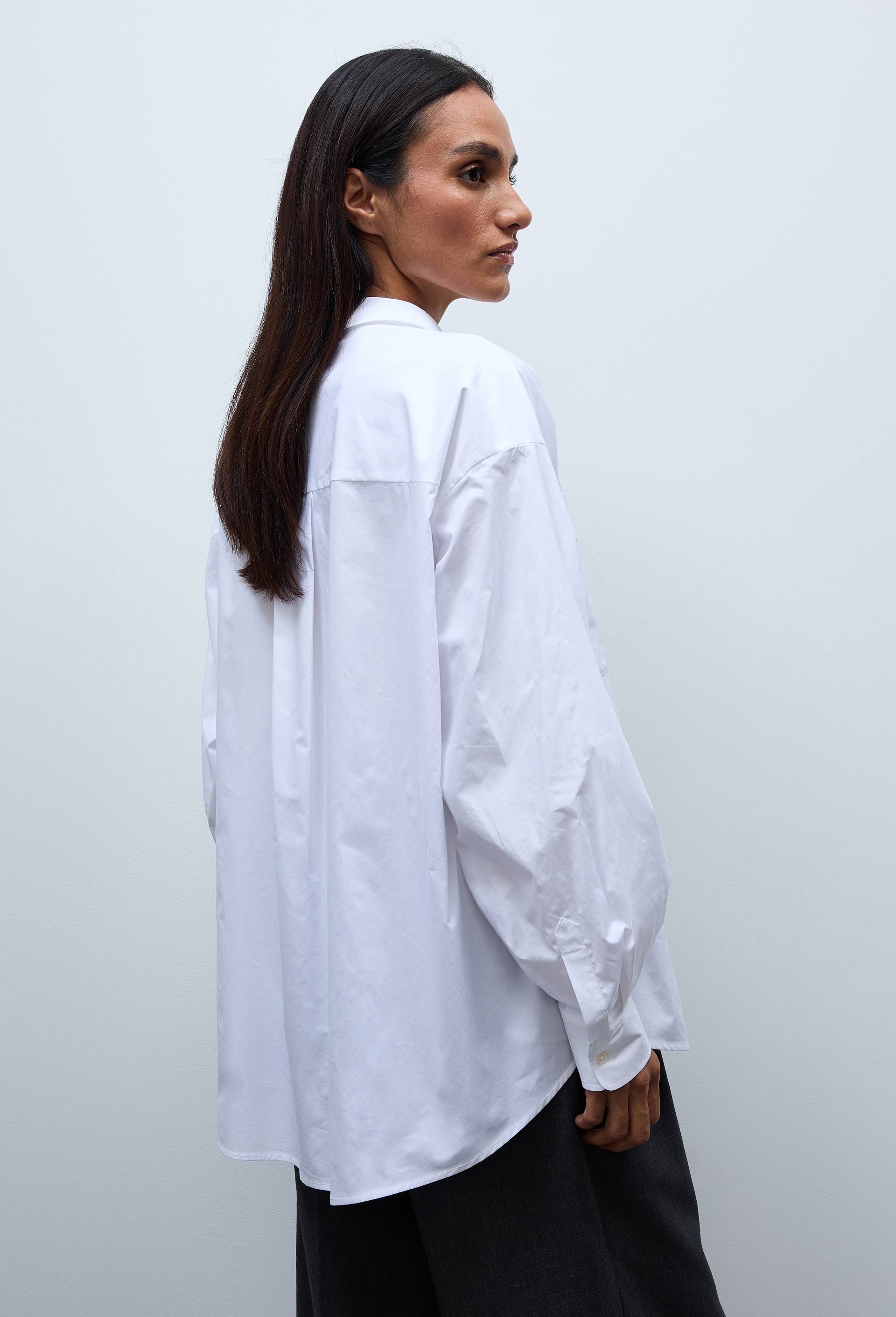 Chemise unie avec manches longues en coton BIO GOTS, Blanc, large image number 2
