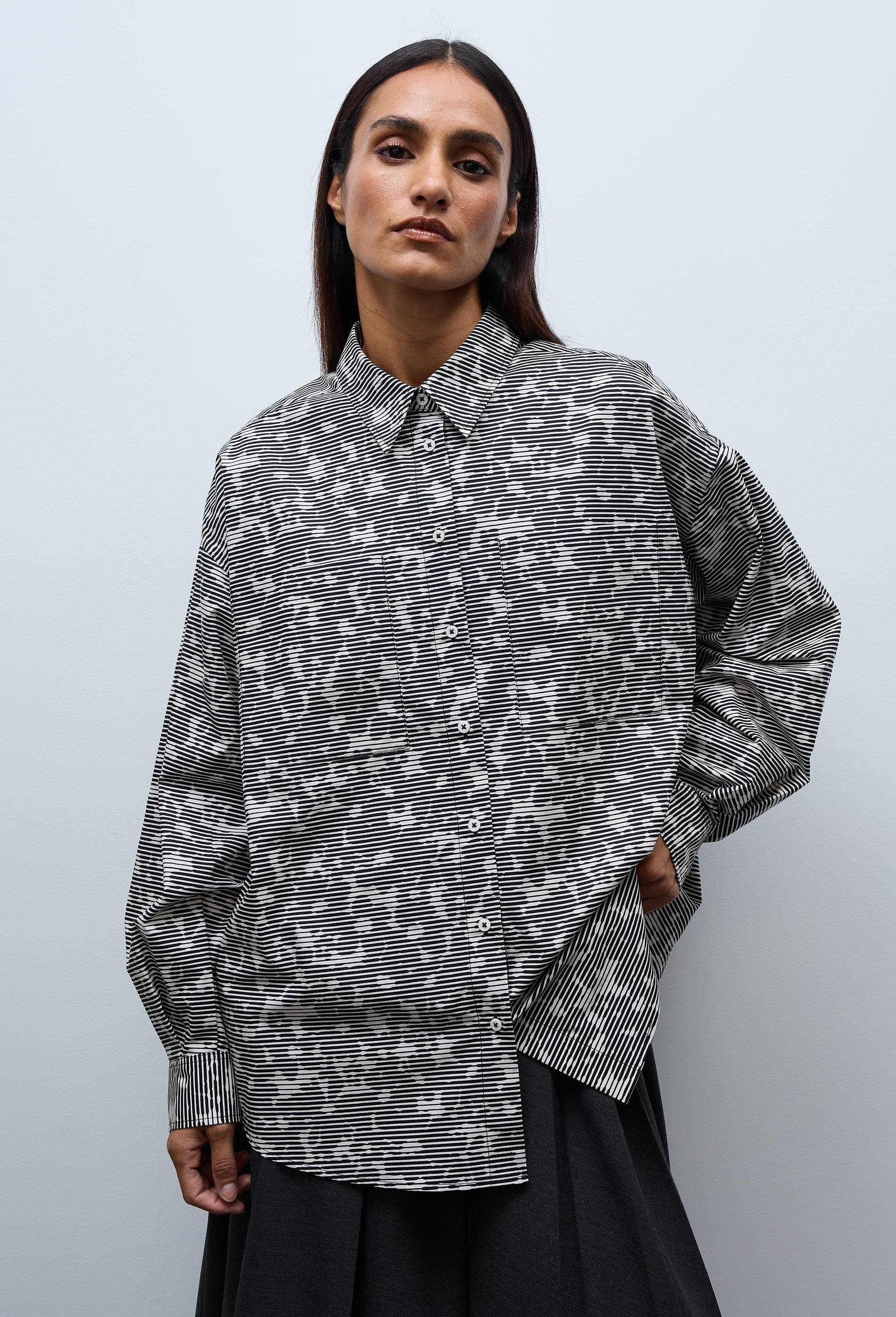 Chemise imprim&eacute; avec manches longues en BIO GOTS, Beige clair, large image number 1.0