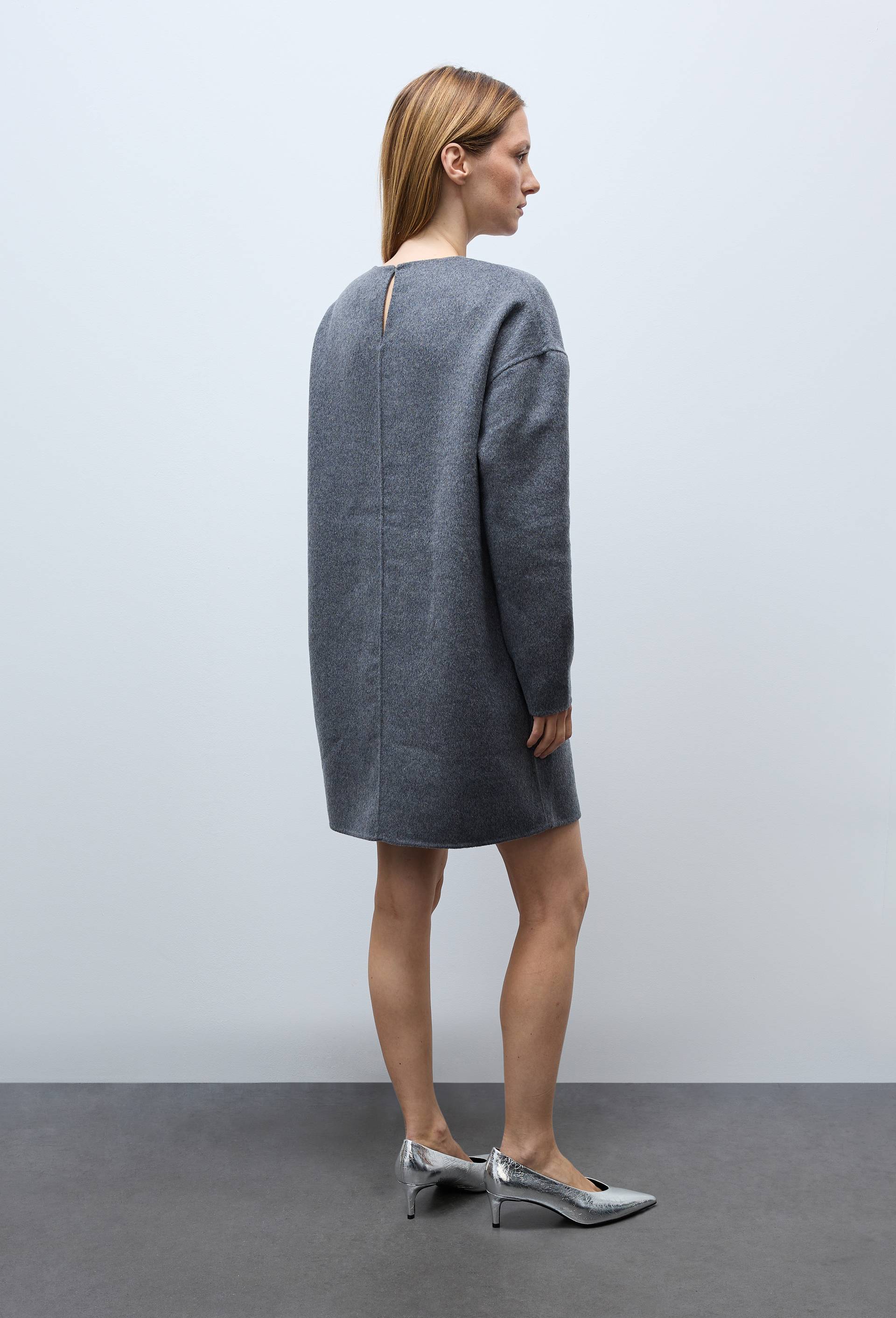 Robe manche longue courte contenant de la laine, Gris, large image number 2.0