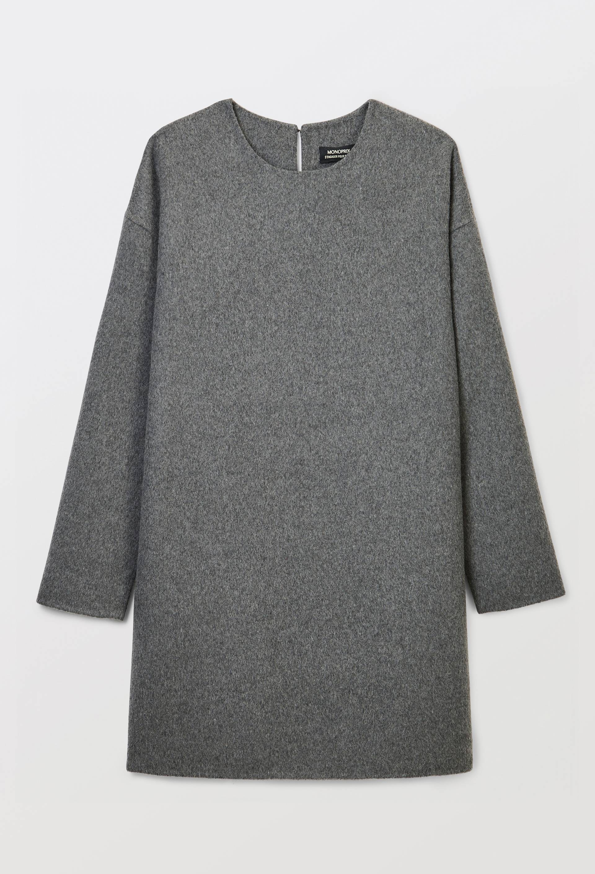 Robe manche longue courte contenant de la laine, Gris, large image number 3