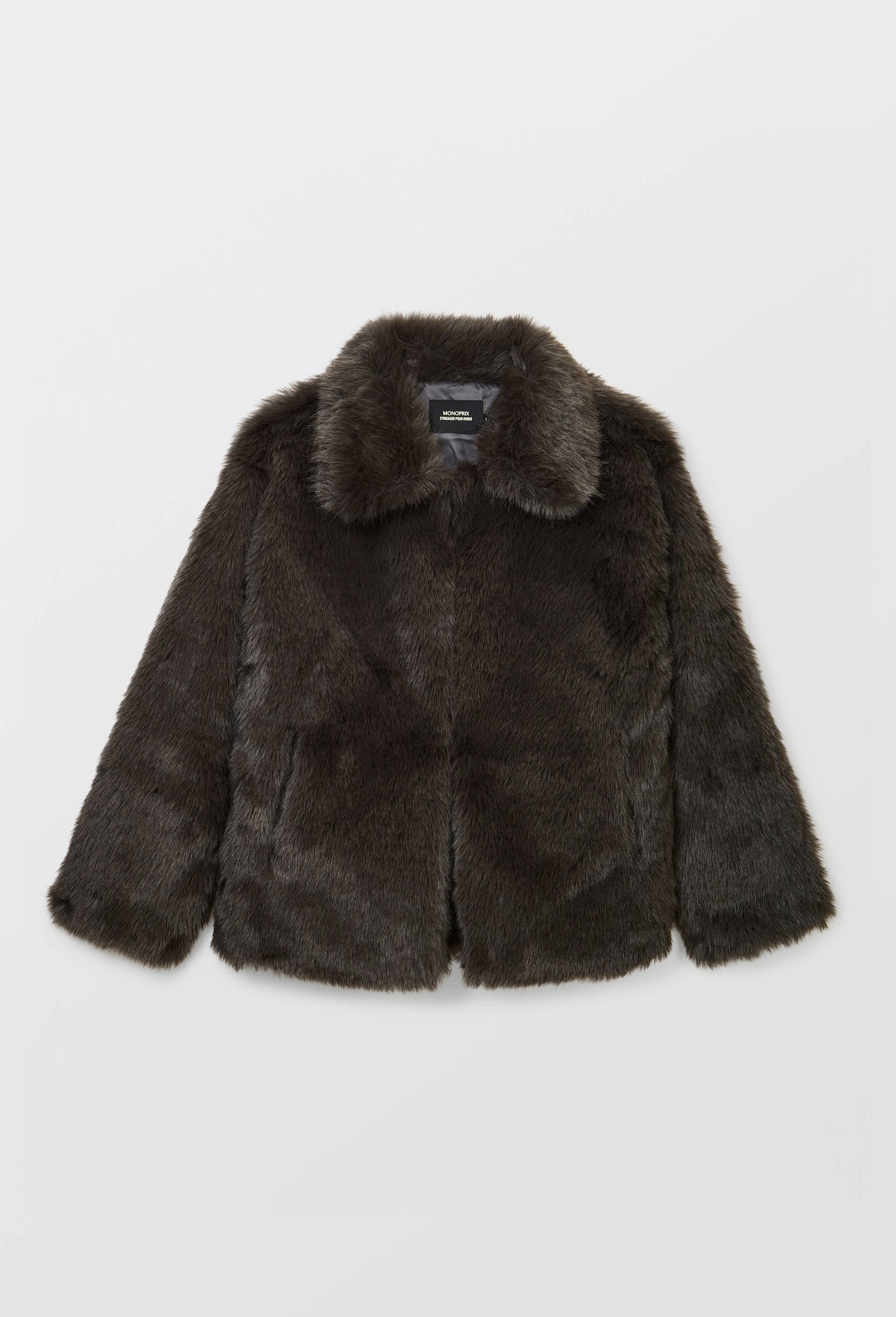 Manteau court en fausse fourrure, Gris fonc&eacute;, large image number 5.0