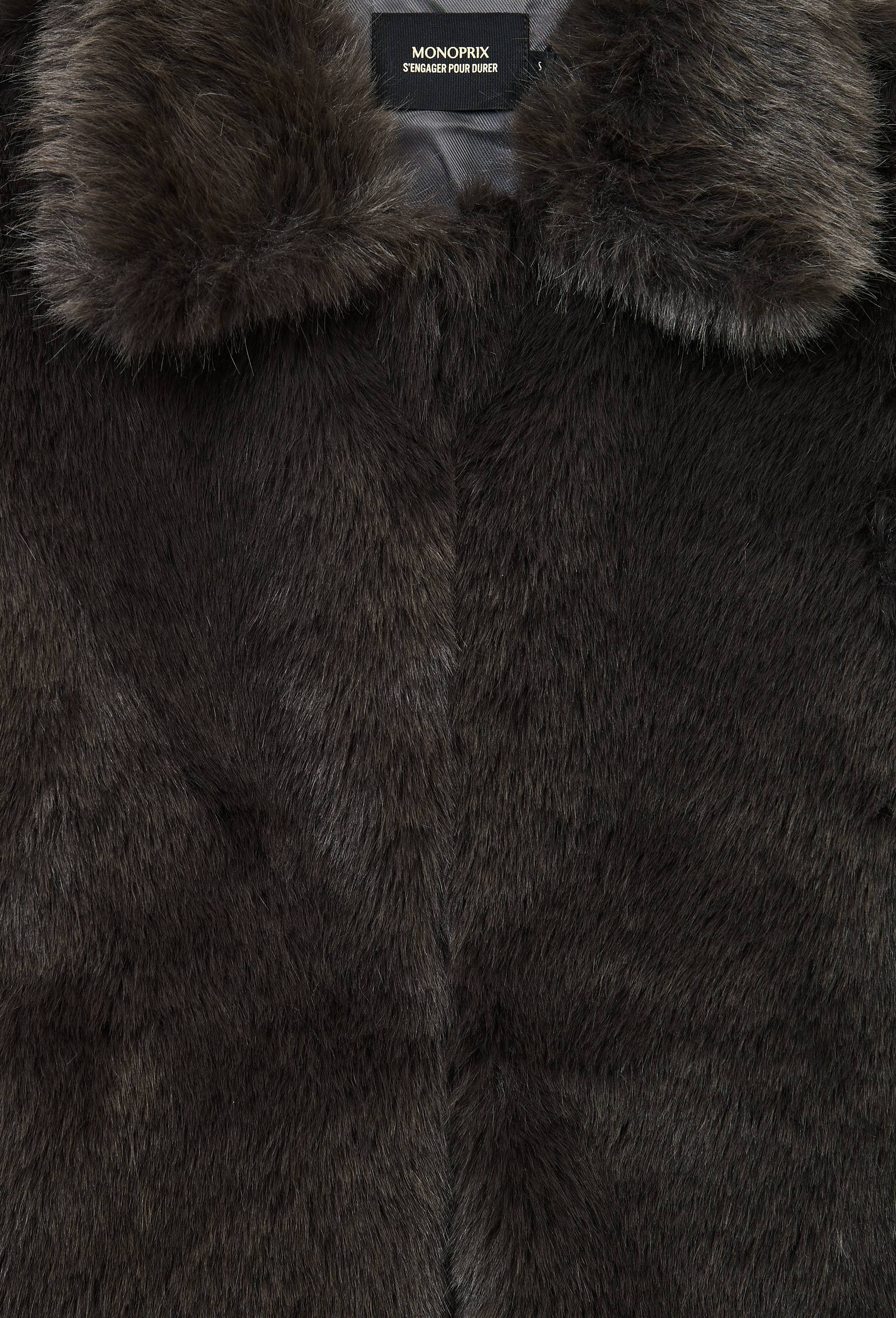 Manteau court en fausse fourrure, Gris fonc&eacute;, large image number 7