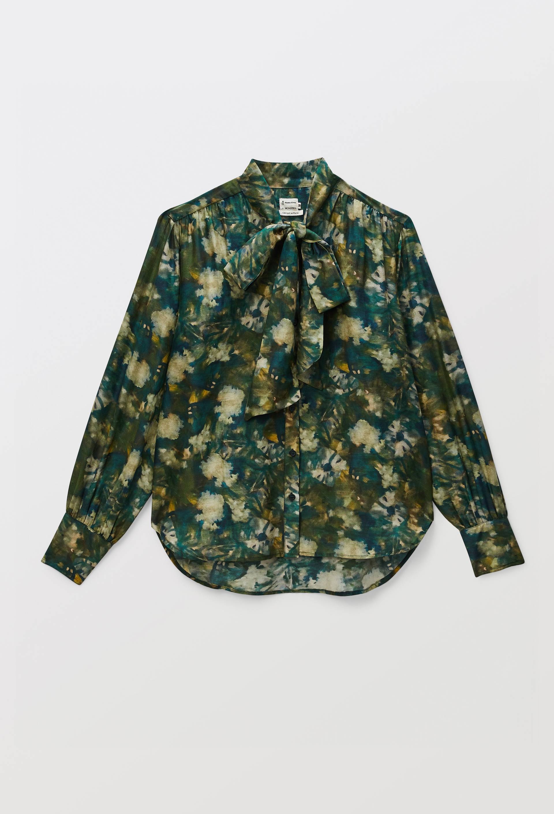 Chemise &agrave; motif floral, contenant de la soie - MUS&Eacute;E D'ORSAY x MONOPRIX, Vert, large image number 5.0