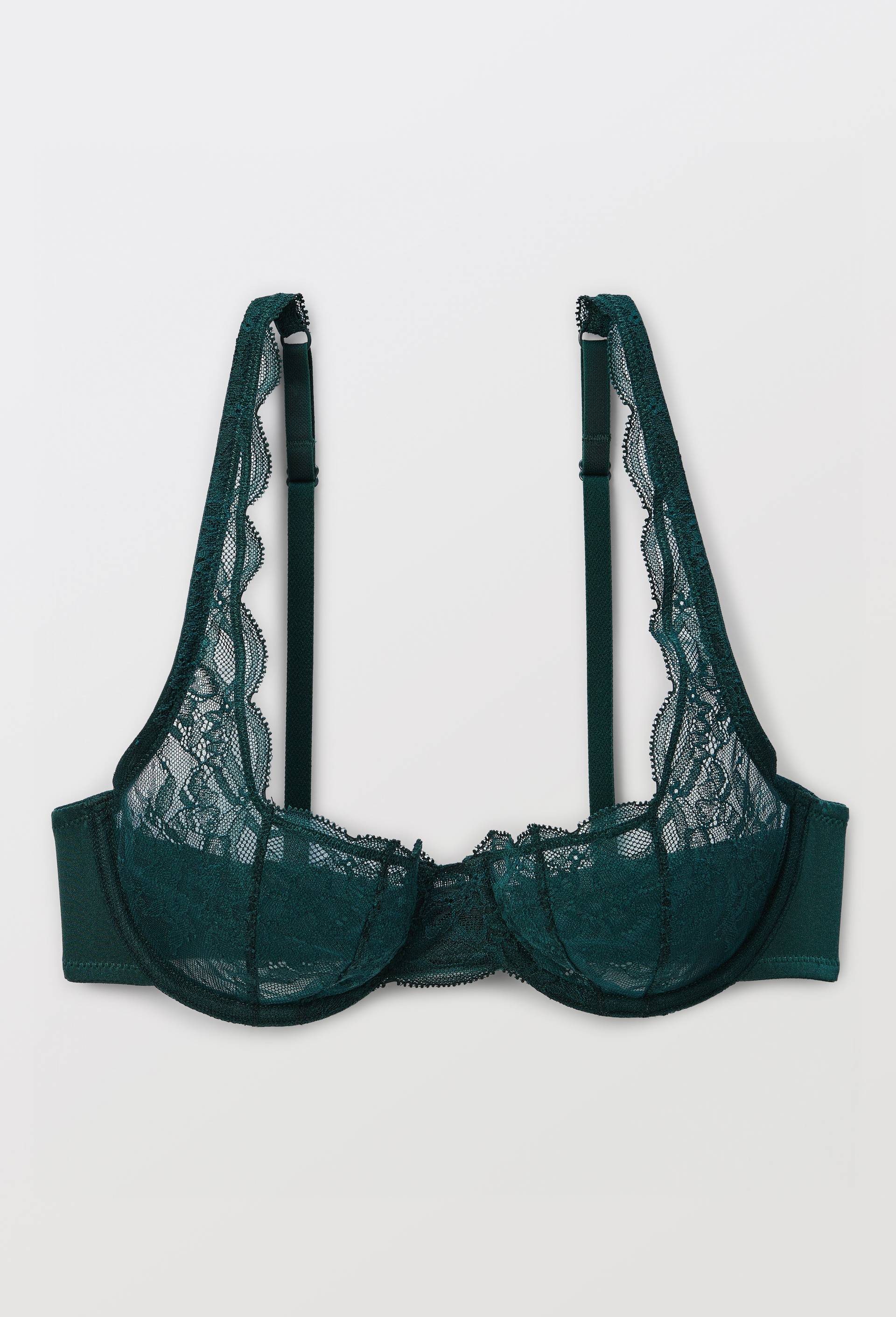 Soutien-gorge corbeille balconnet ANGELE en dentelle, Vert fonc&eacute;, large image number 3