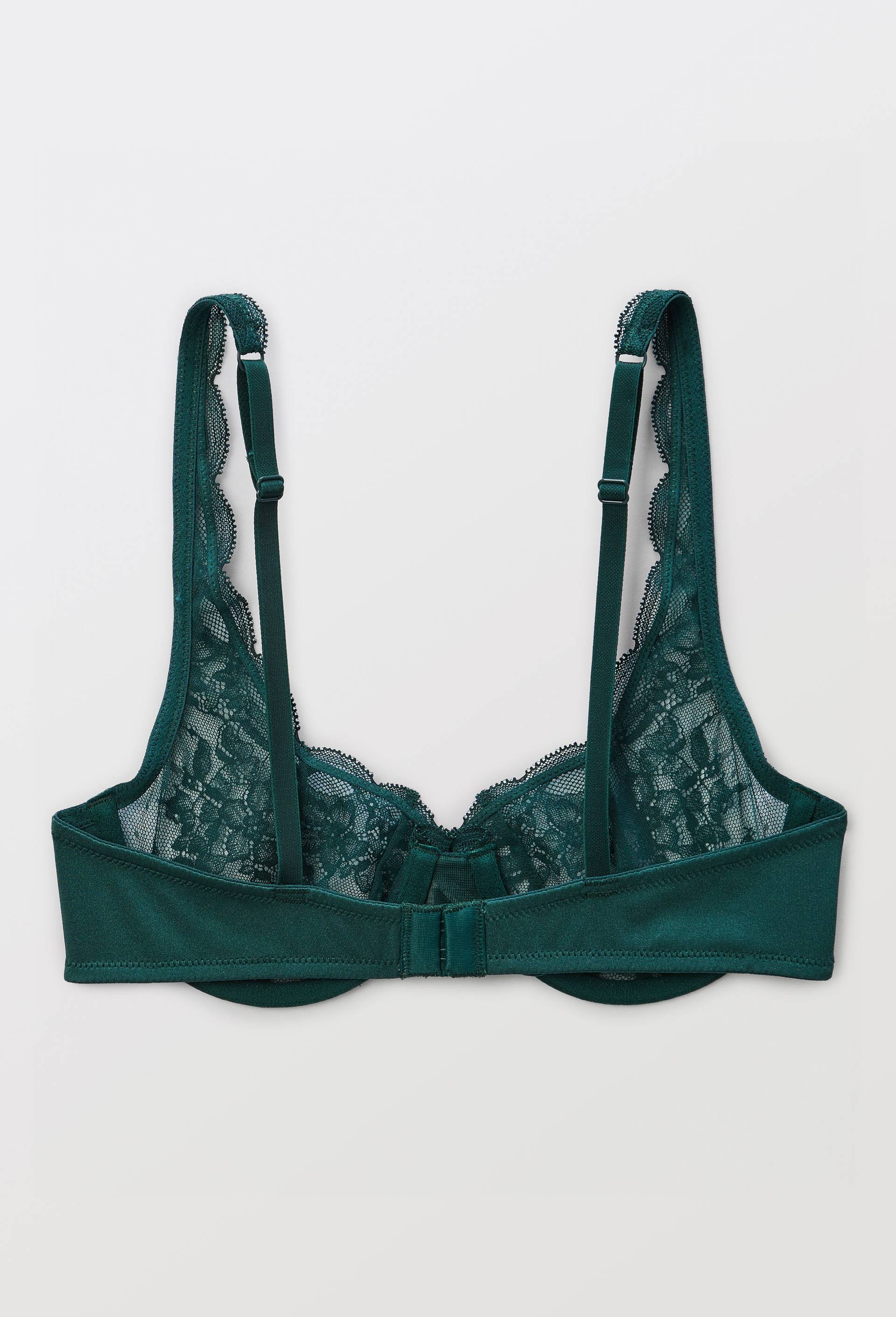 Soutien-gorge corbeille balconnet ANGELE en dentelle, Vert fonc&eacute;, large image number 4