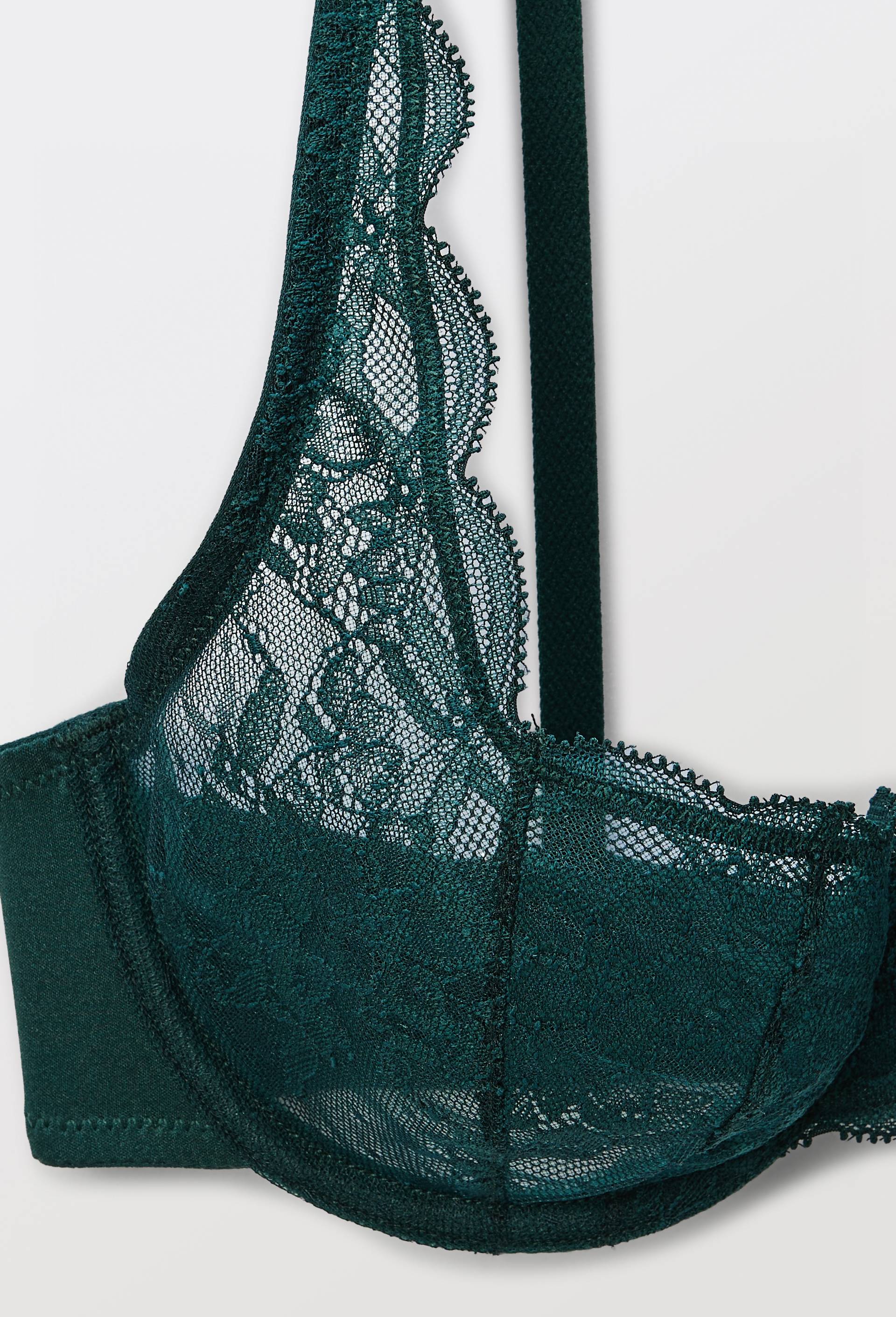 Soutien-gorge corbeille balconnet ANGELE en dentelle, Vert fonc&eacute;, large image number 5.0