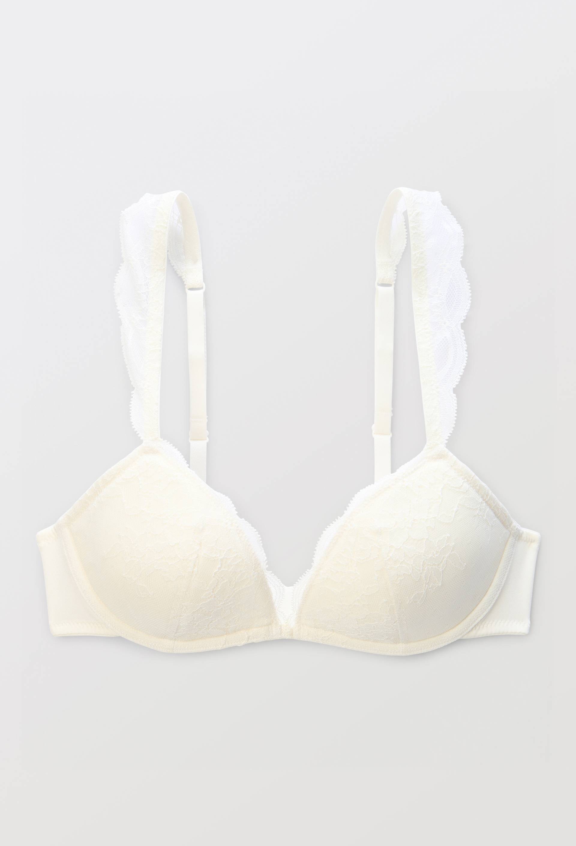 Soutien-gorge corbeille padd&eacute; ANGELE en dentelle, Ecru, large image number 2