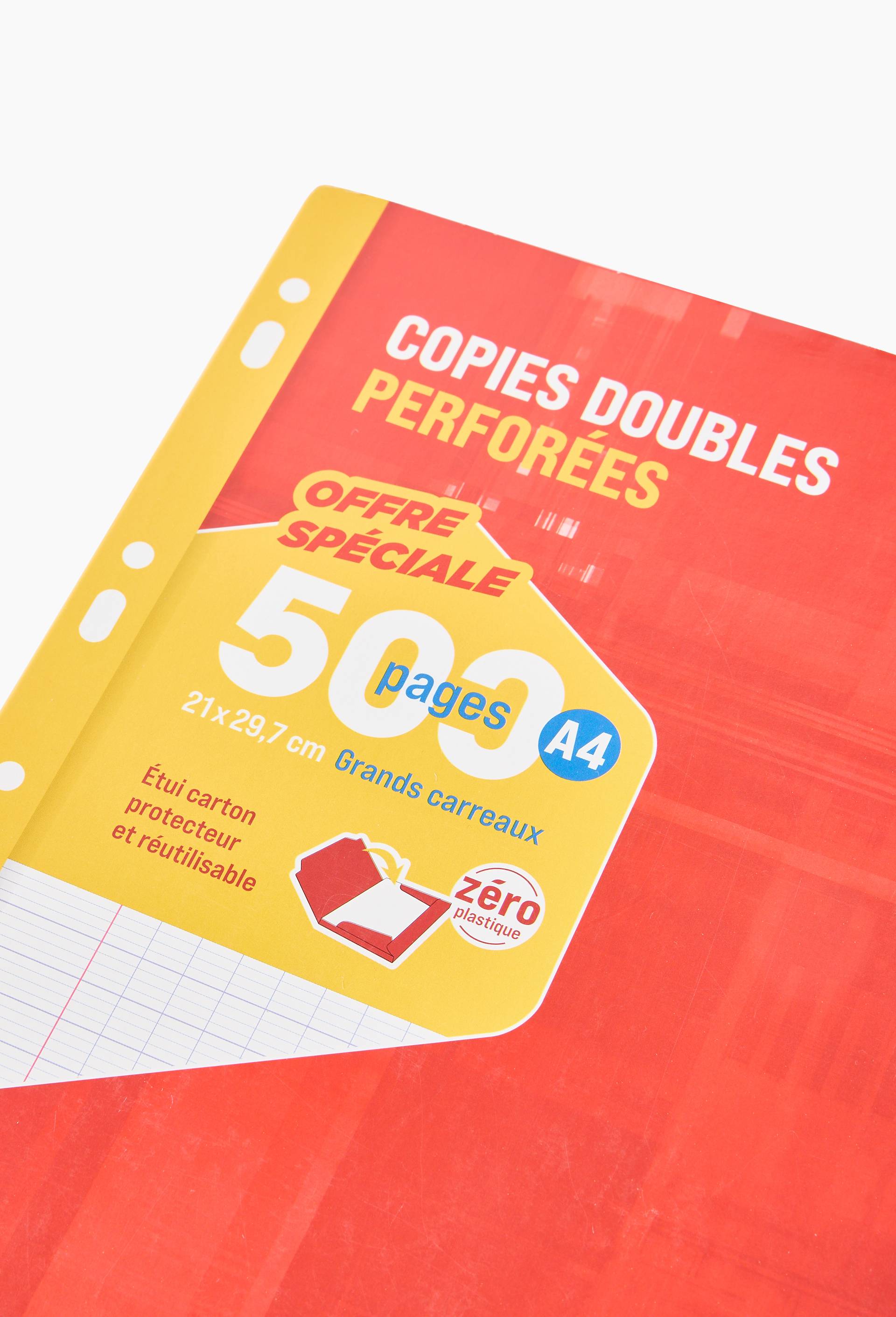 Copies doubles sous &eacute;tui A4 - 500 pages perfor&eacute;es grands carreaux 90g, Multicolore, large image number 1