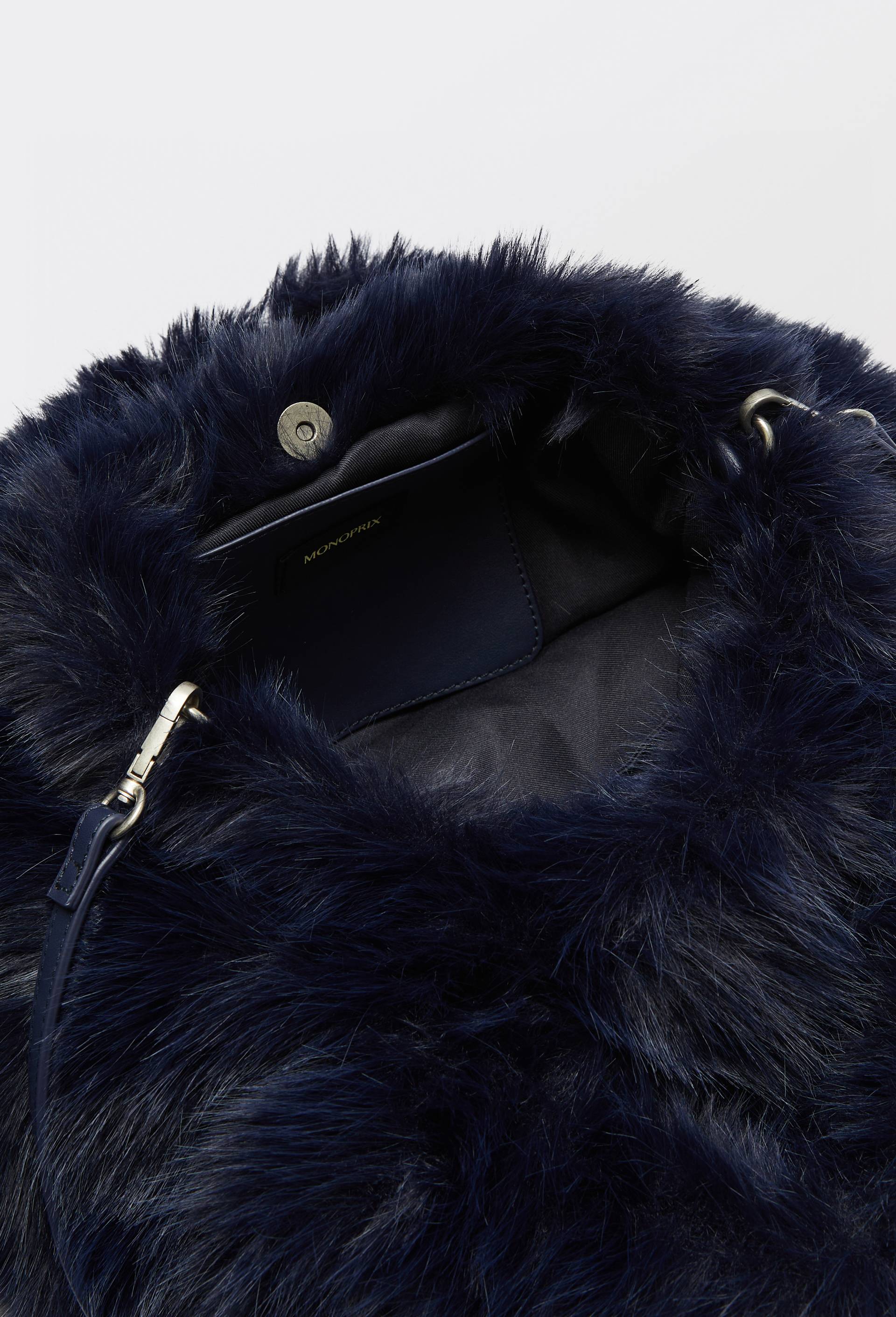 Sac imitation fourrure, Bleu fonc&eacute;, large image number 2