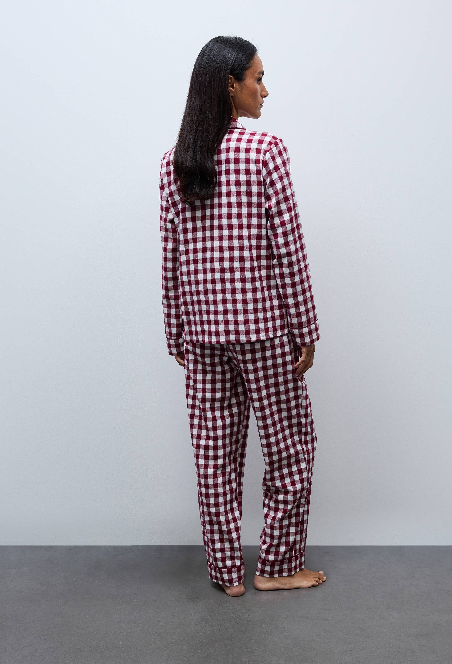 Pyjama en flanelle de coton BIO GOTS &agrave; carreaux vichy, Rouge fonc&eacute;, large image number 1