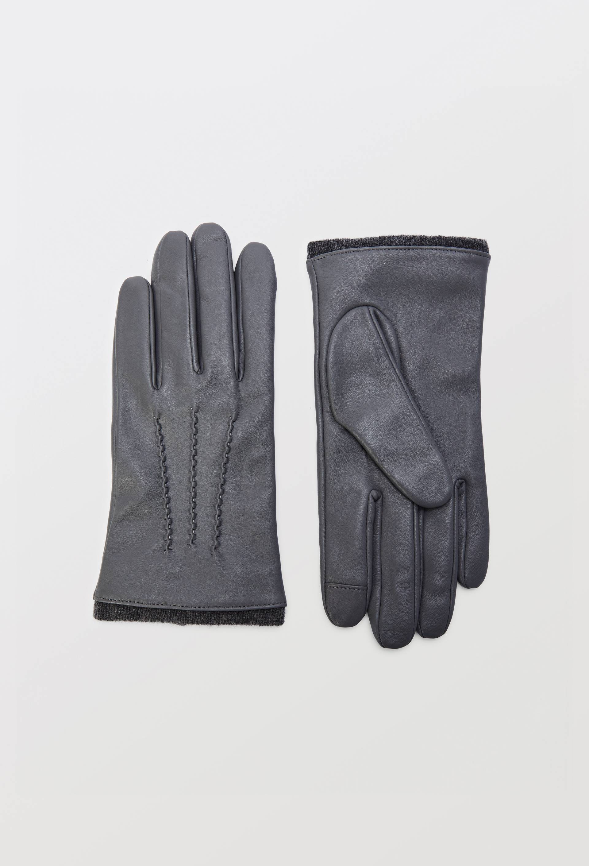 Gants tactiles en cuir, Gris, swatch image
