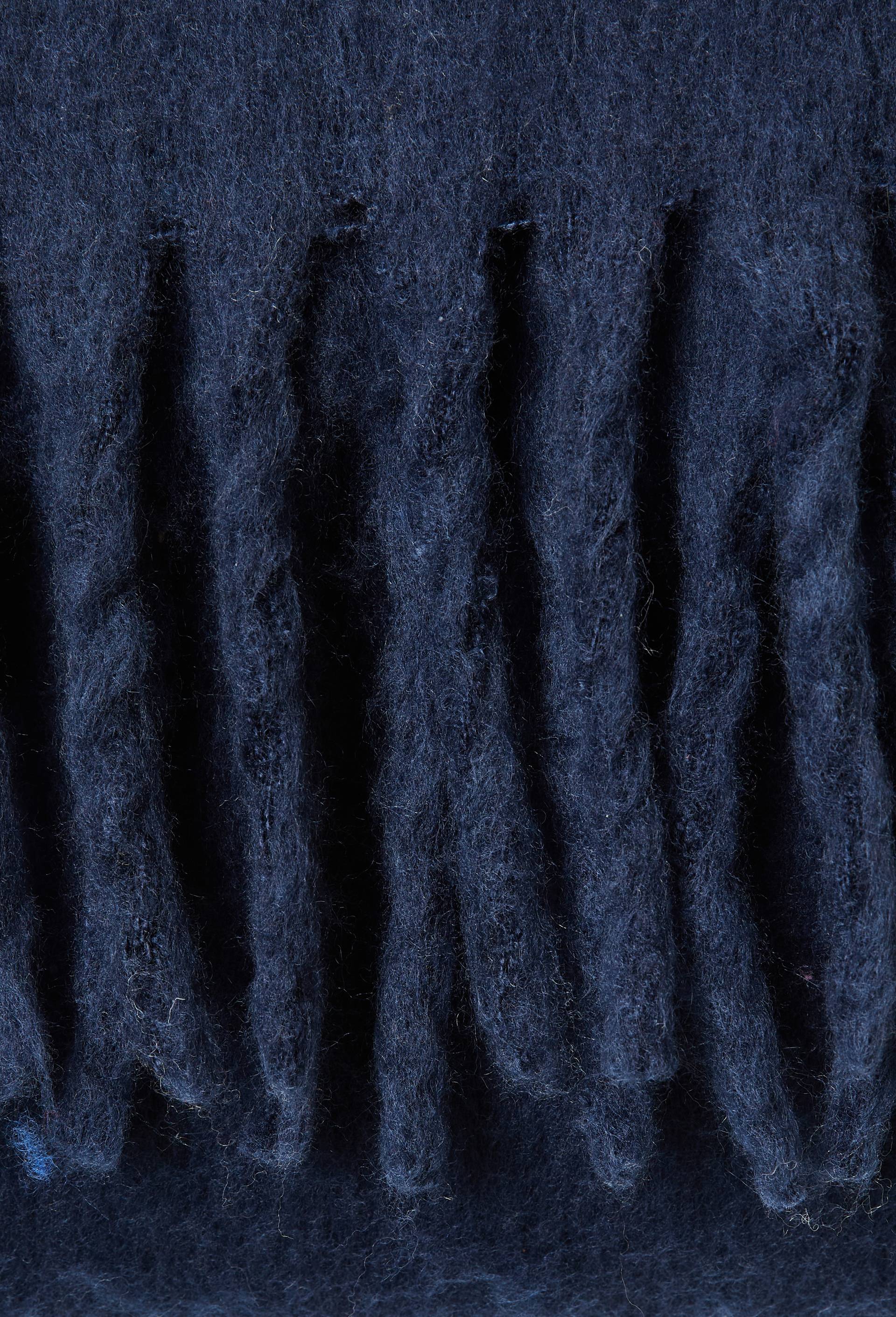 Echarpe &agrave; franges, mati&egrave;re recycl&eacute;e, Bleu fonc&eacute;, large image number 2