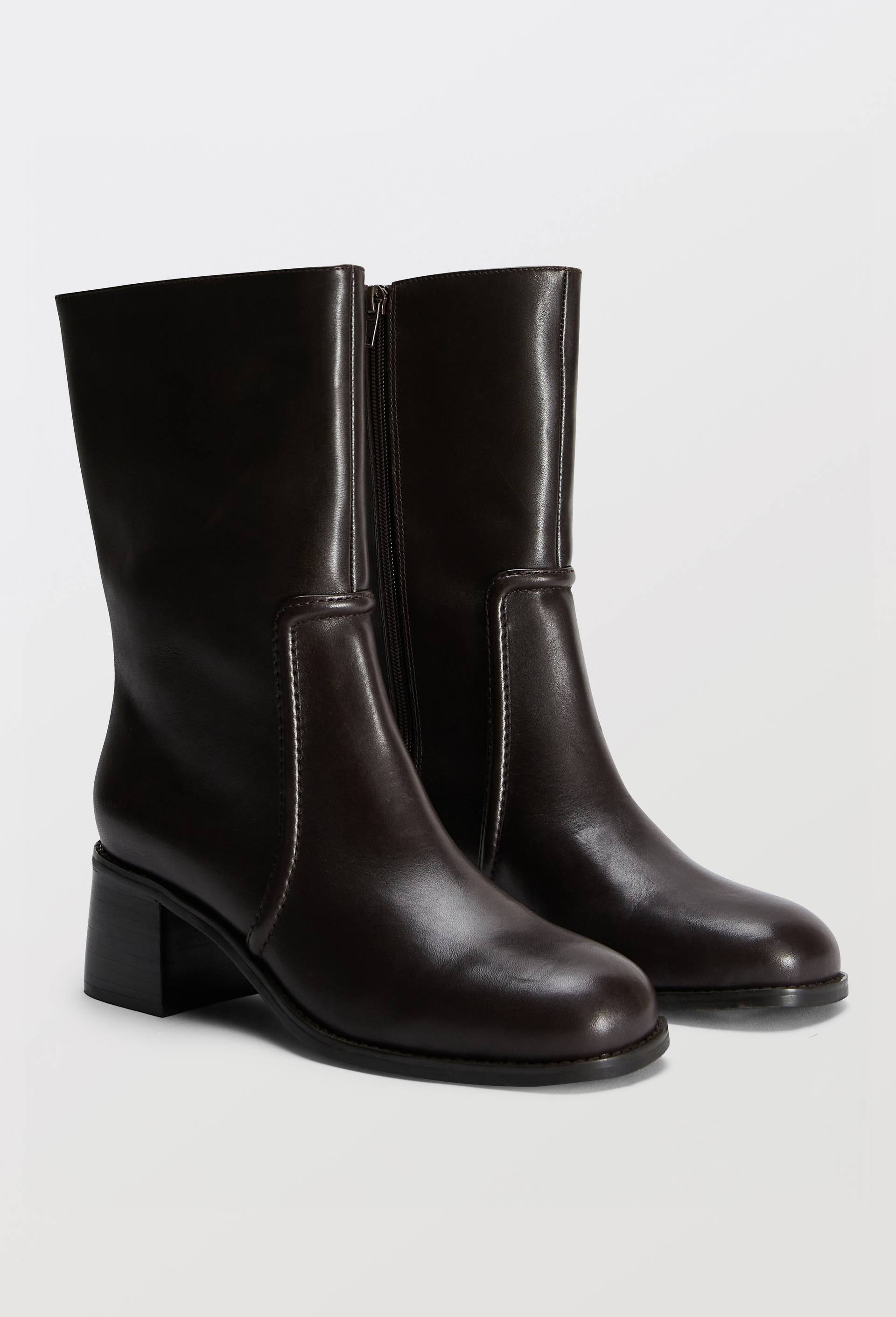 Bottes &agrave; talon en cuir, Brun, large image number 0