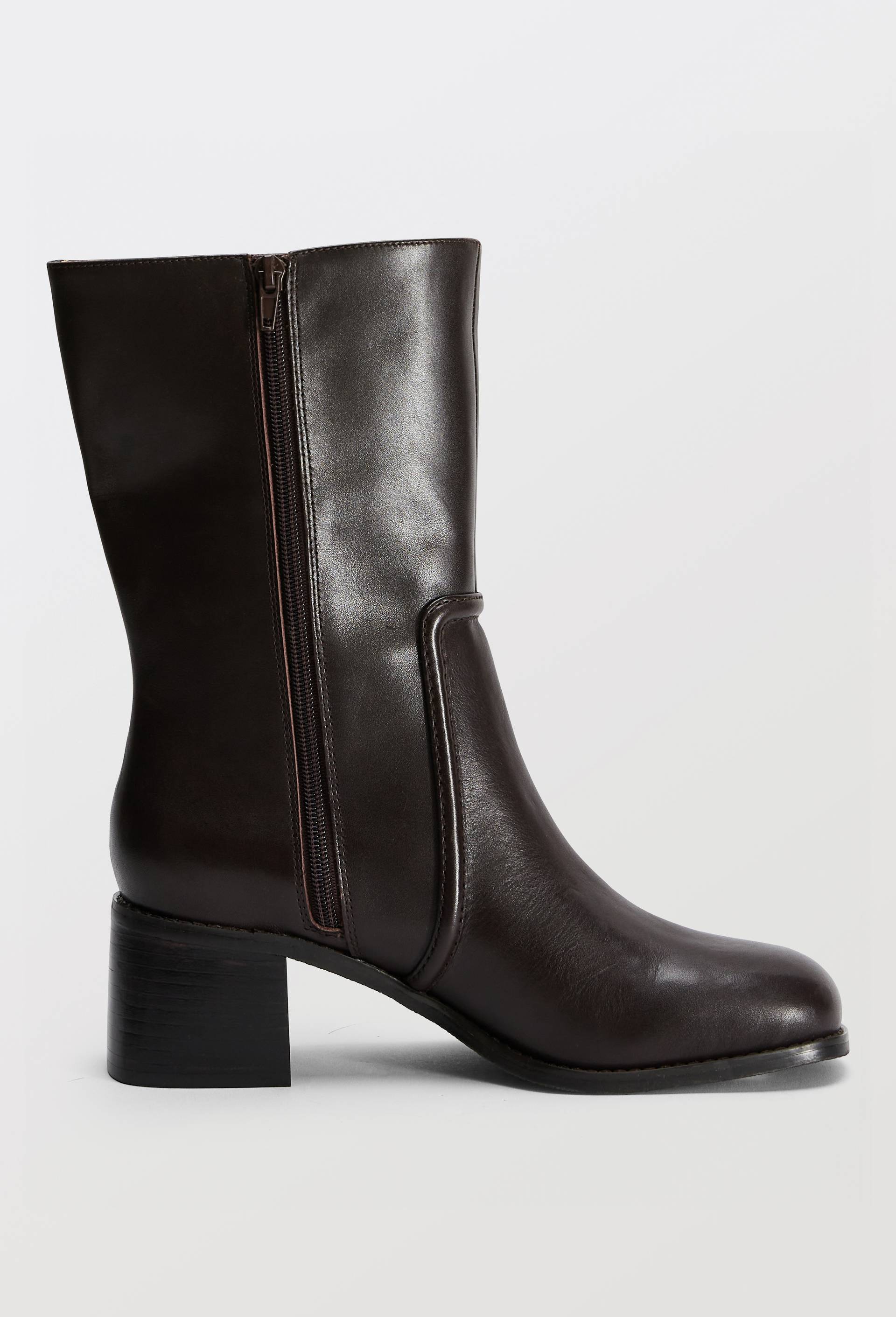 Bottes &agrave; talon en cuir, Brun, large image number 1.0