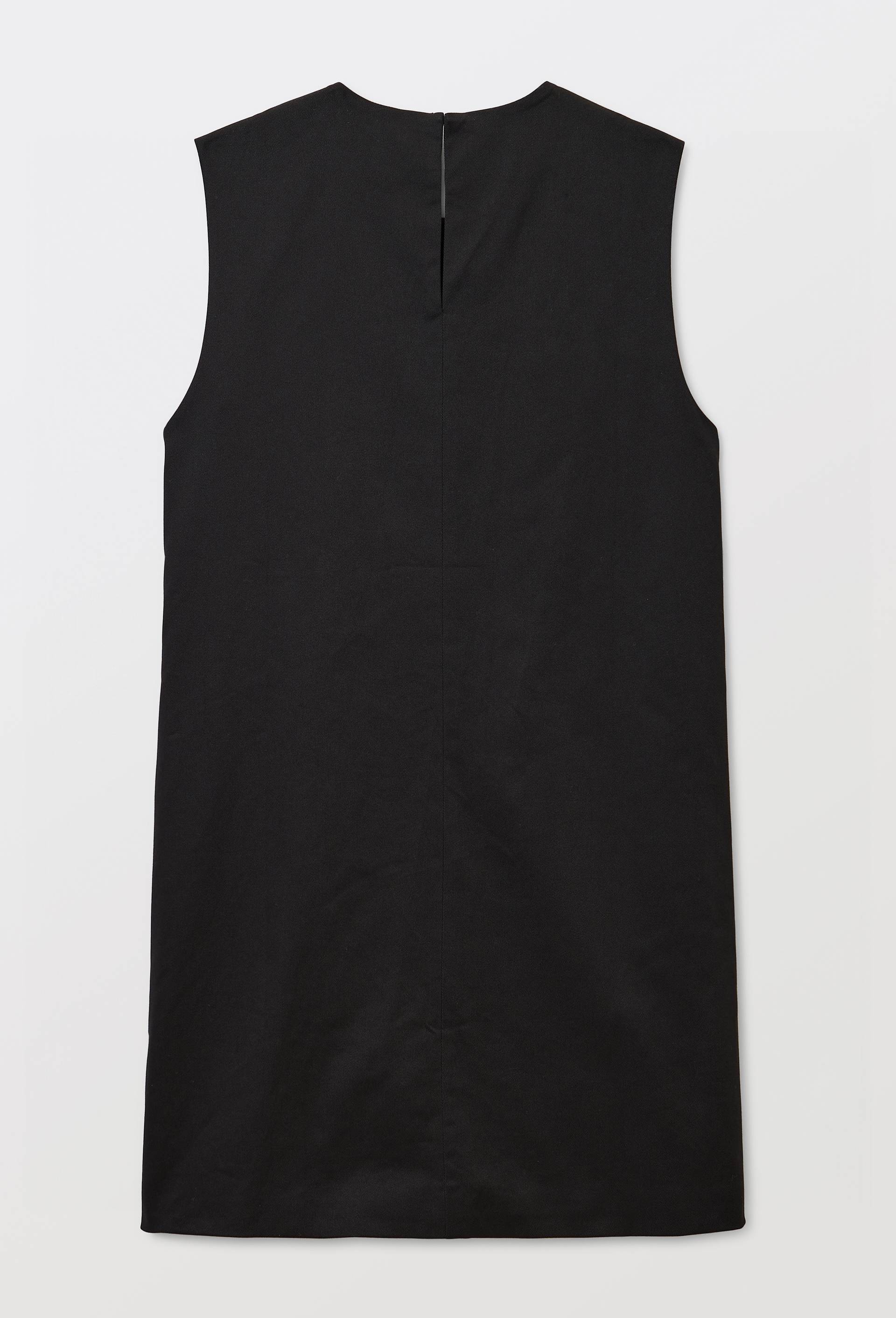 Robe courte sans manches unie contenant du coton, Noir, large image number 3