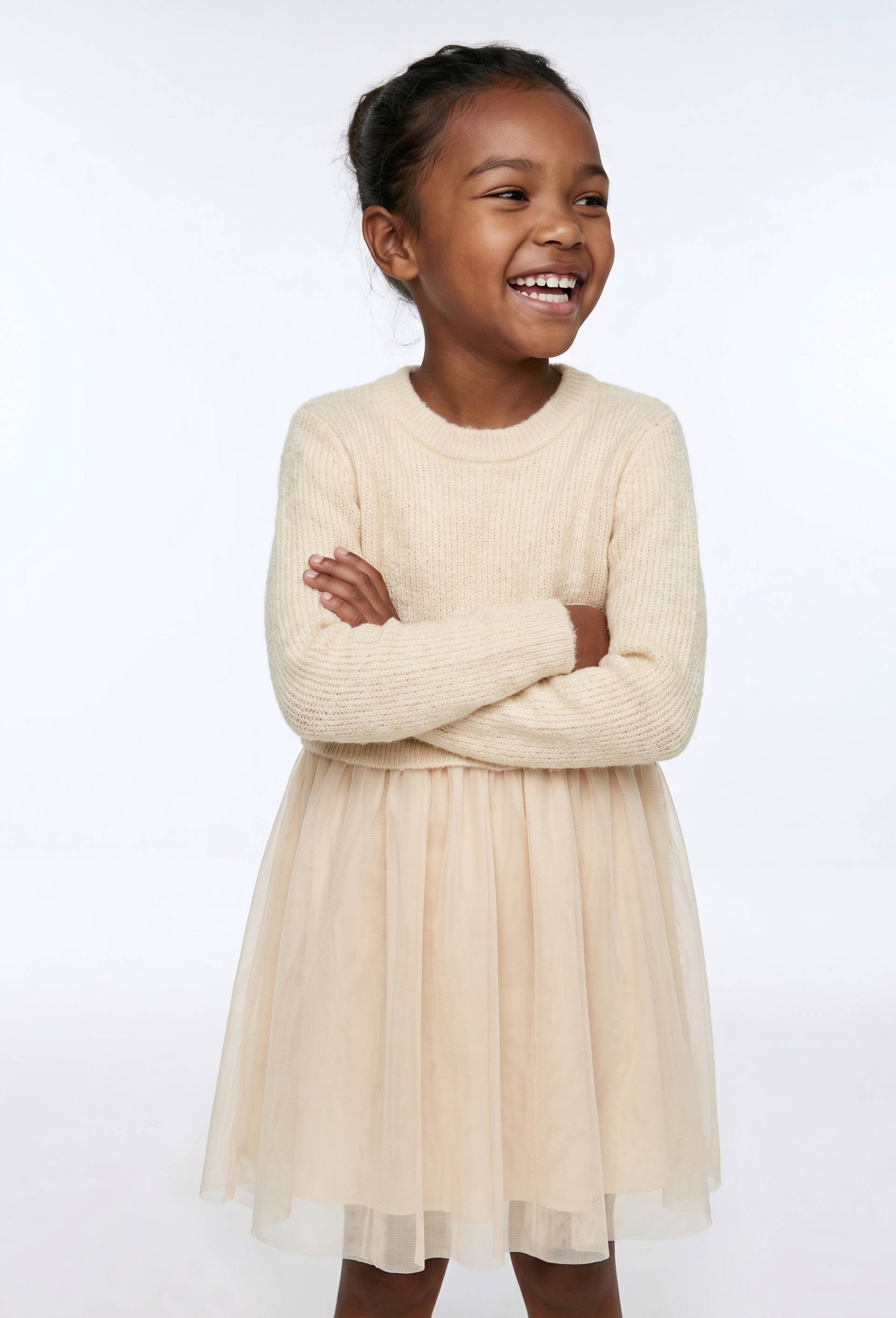 Robe bi-matière avec jupon en tulle