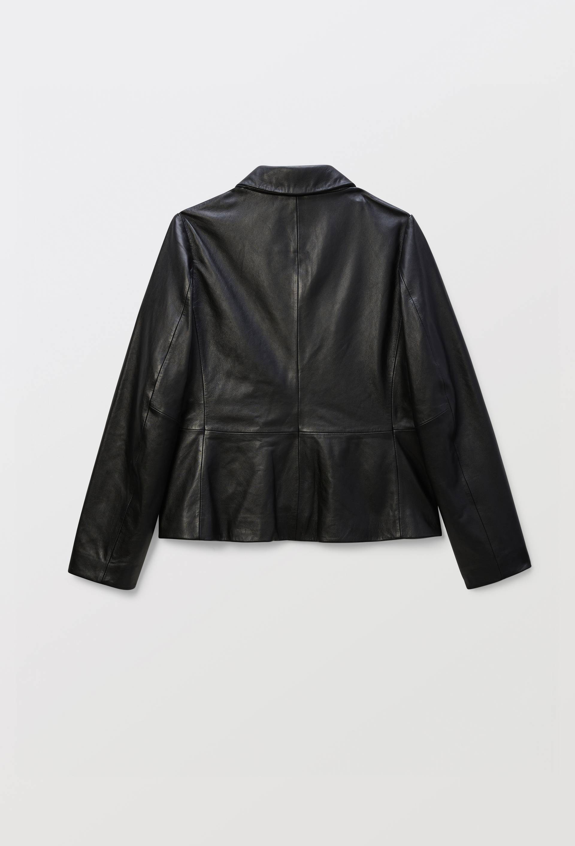 Veste cintr&eacute;e en cuir, Noir, large image number 3