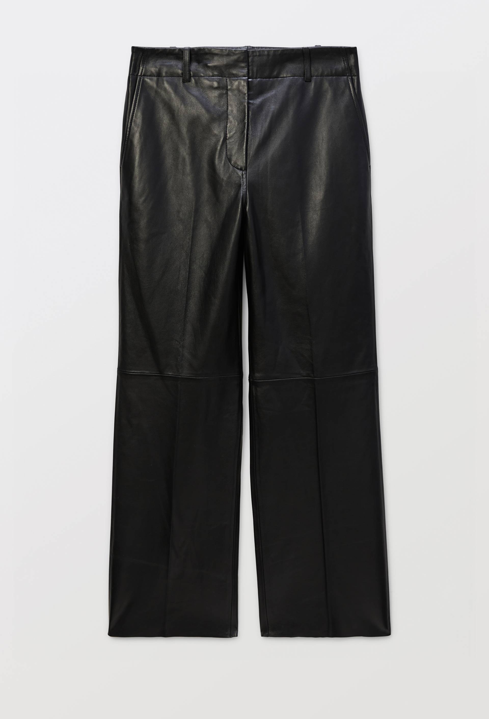 Pantalon large taille haute en cuir, Noir, large image number 2
