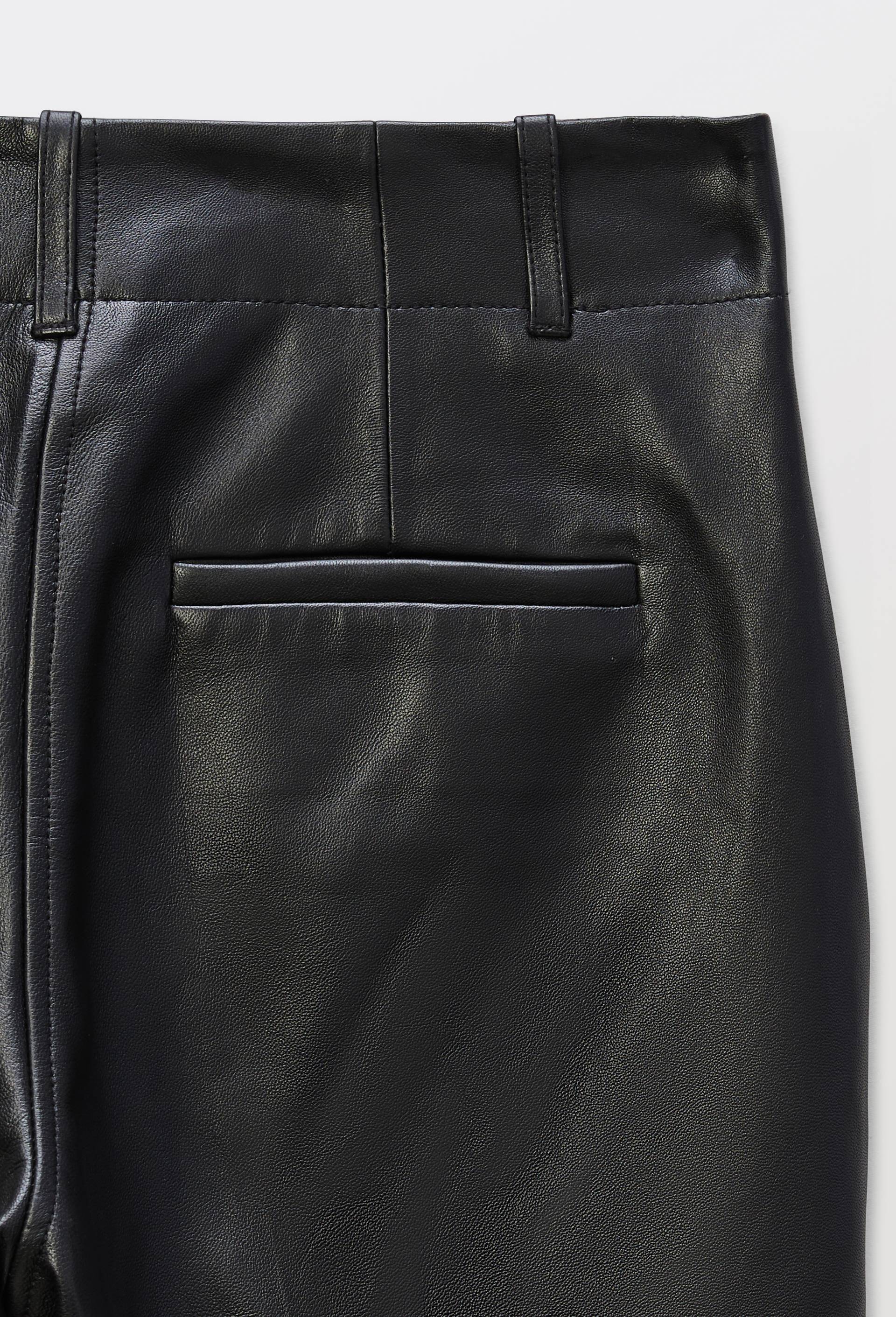 Pantalon large taille haute en cuir, Noir, large image number 5