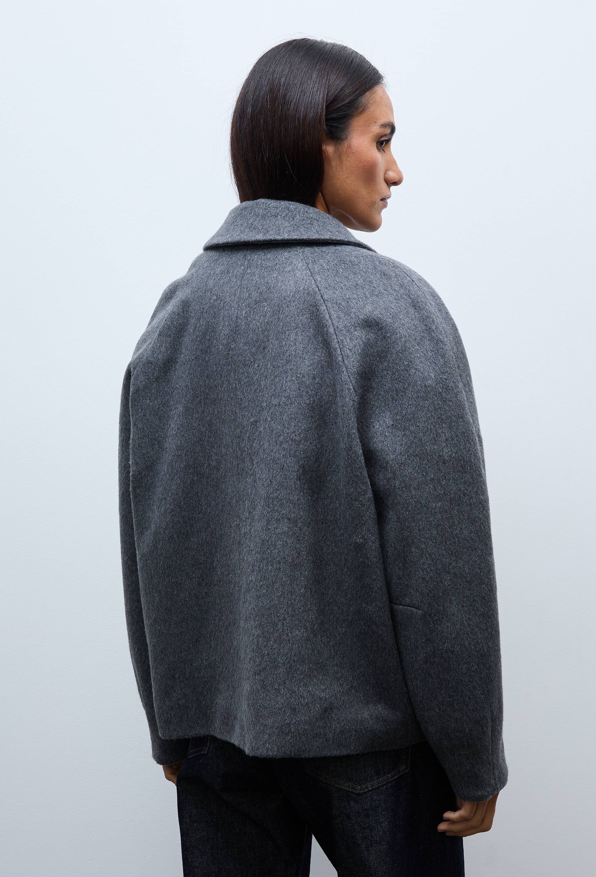 Veste courte boutonn&eacute;e contenant de la laine, Gris fonc&eacute;, large image number 1