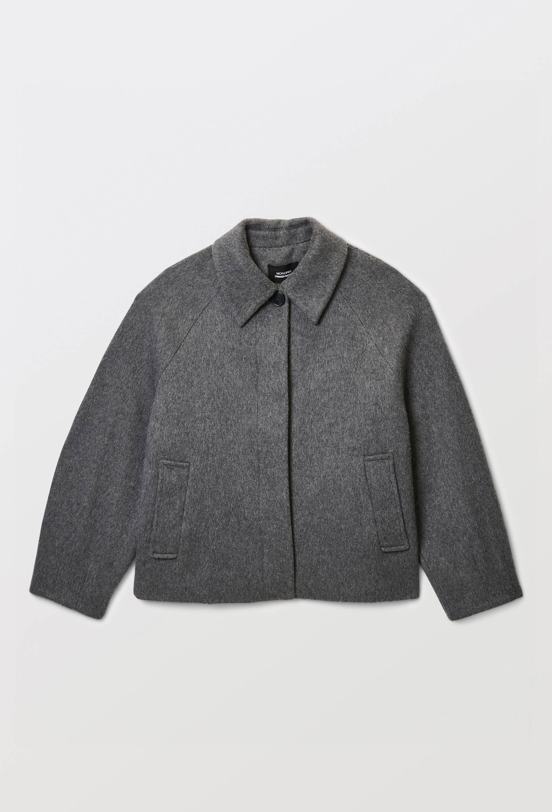 Veste courte boutonn&eacute;e contenant de la laine, Gris fonc&eacute;, large image number 2
