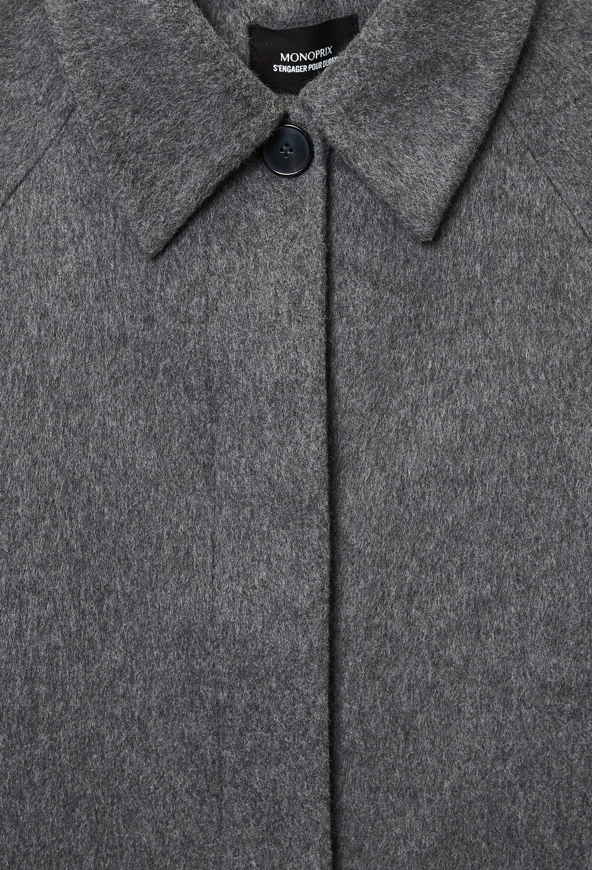 Veste courte boutonn&eacute;e contenant de la laine, Gris fonc&eacute;, large image number 4