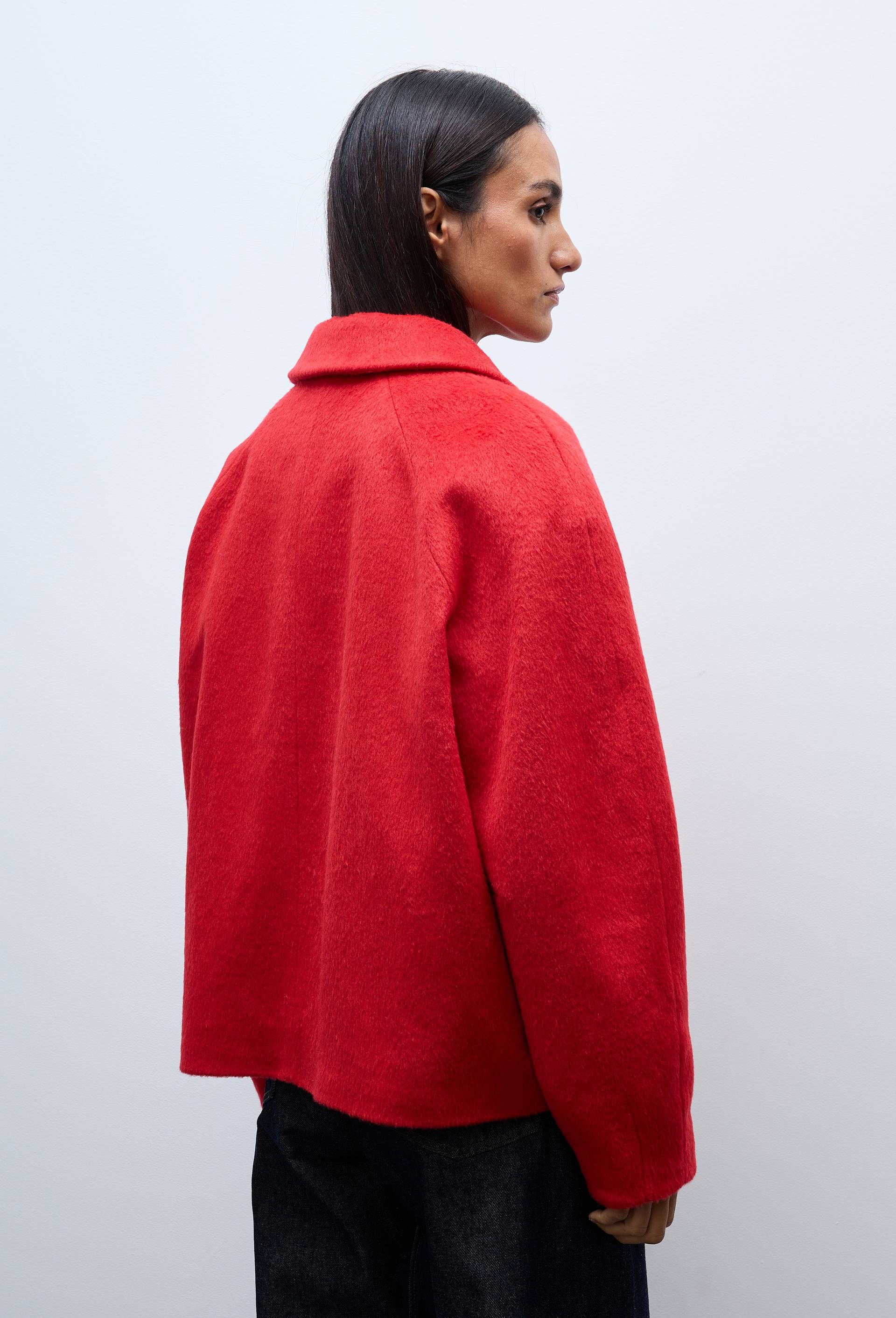 Veste courte boutonn&eacute;e contenant de la laine, Rouge, large image number 3.0