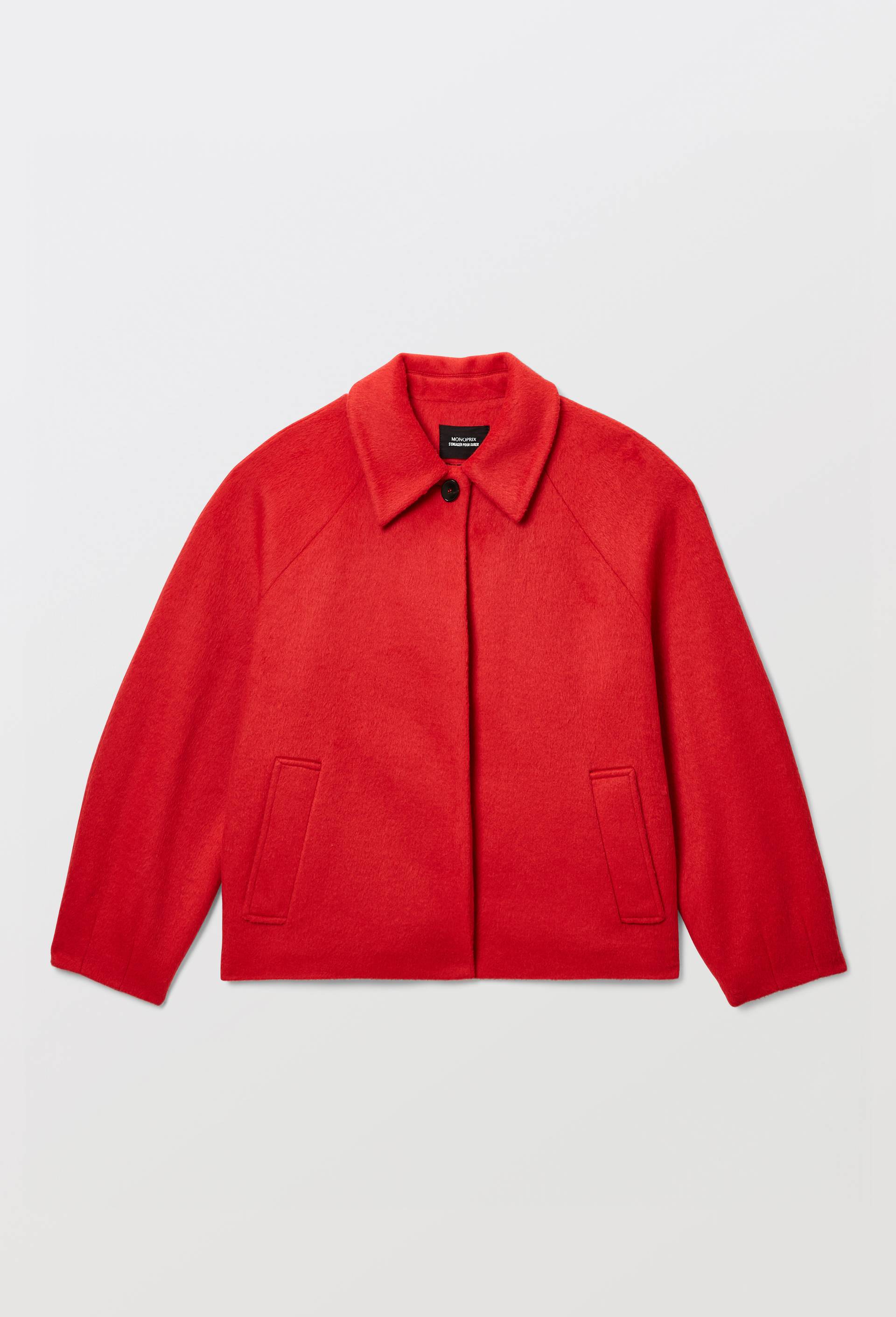 Veste courte boutonn&eacute;e contenant de la laine, Rouge, large image number 4.0