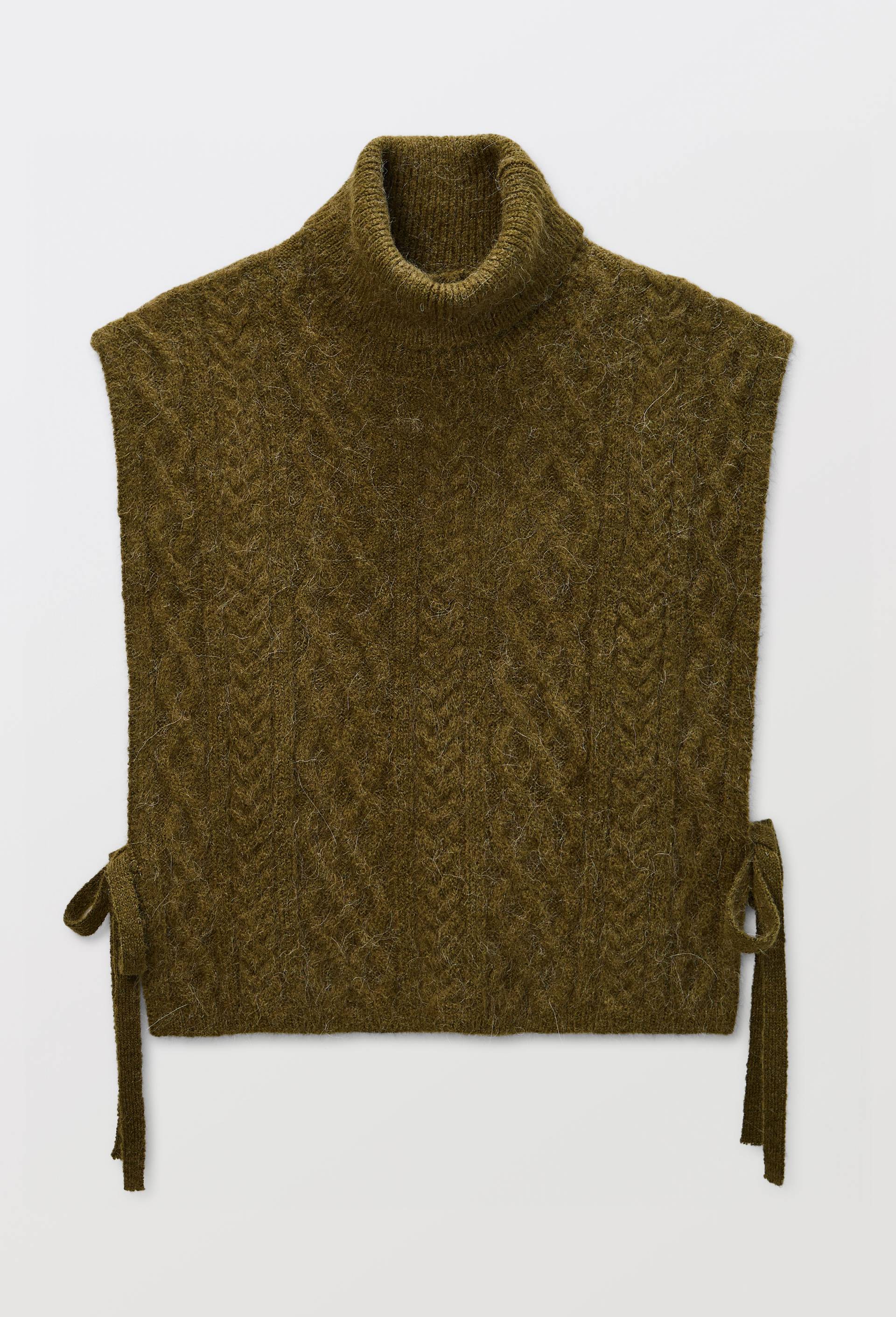 Plastron col roul&eacute; en tricot, Vert fonc&eacute;, large image number 3.0
