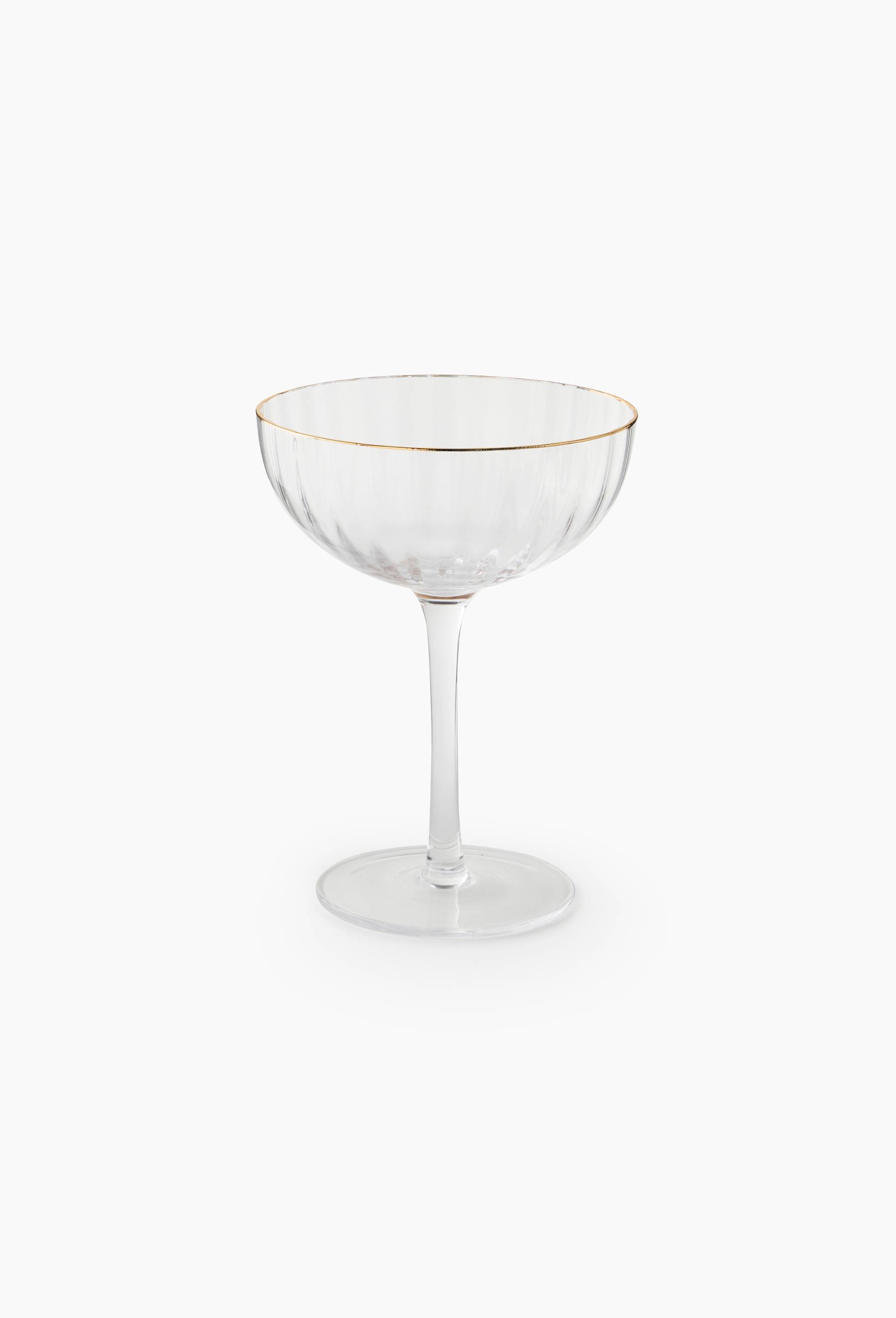 Coupe &agrave; champagne, finition stri&eacute;e liser&eacute; dor&eacute;, 25cl, Transparent, large image number 0.0