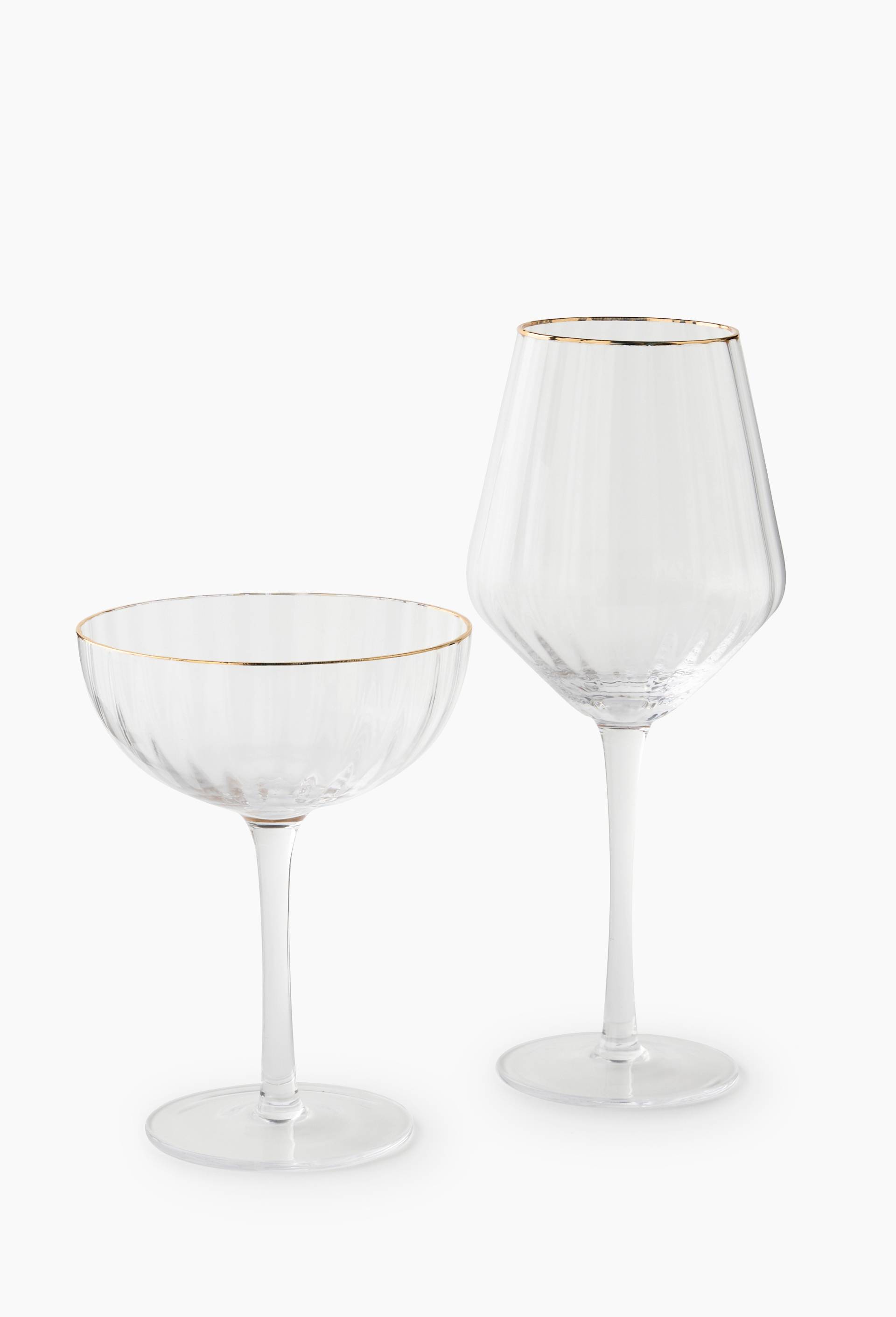 Coupe &agrave; champagne, finition stri&eacute;e liser&eacute; dor&eacute;, 25cl, Transparent, large image number 1