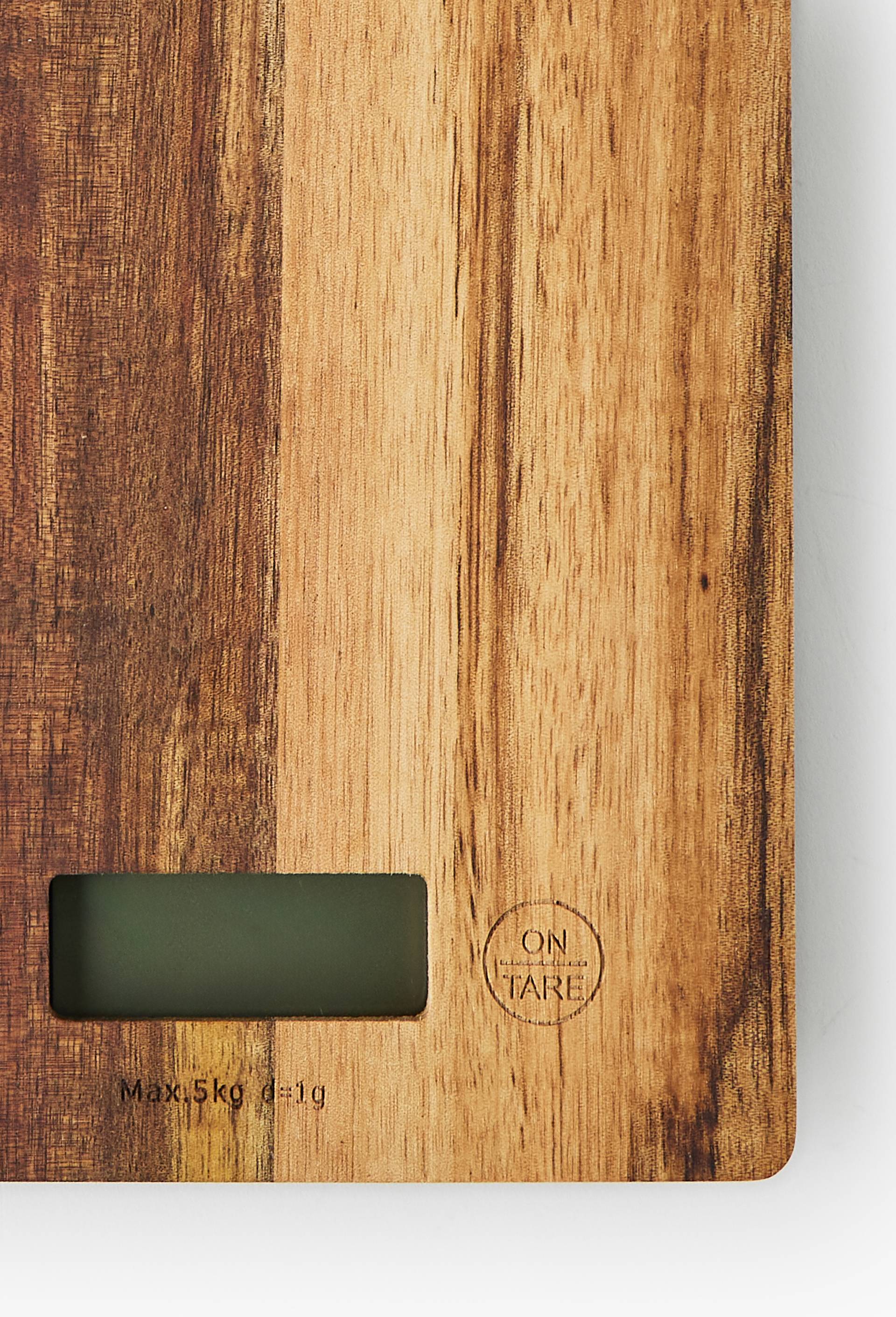 Balance de cuisine &eacute;lectronique, en bois d'acacia, Beige clair, large image number 1