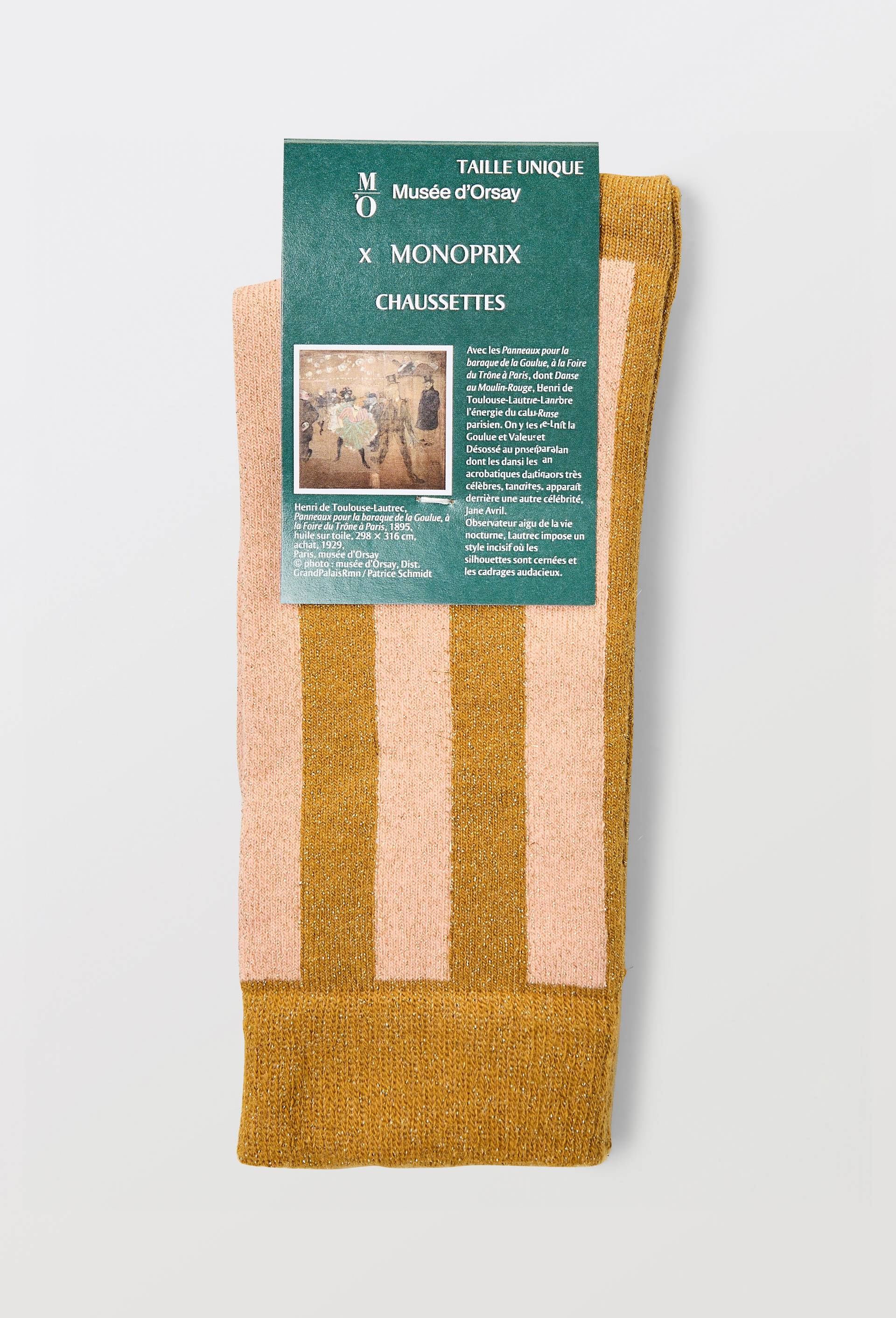 Chaussettes &agrave; rayures contenant du coton - MUS&Eacute;E D'ORSAY x MONOPRIX, Rose, large image number 4.0