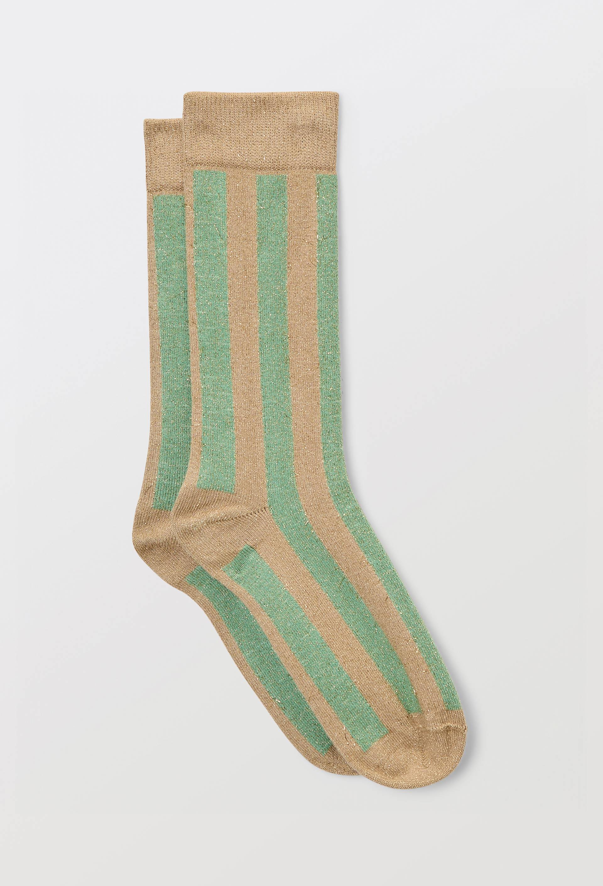Chaussettes &agrave; rayures contenant du coton - MUS&Eacute;E D'ORSAY x MONOPRIX, Vert, large image number 1