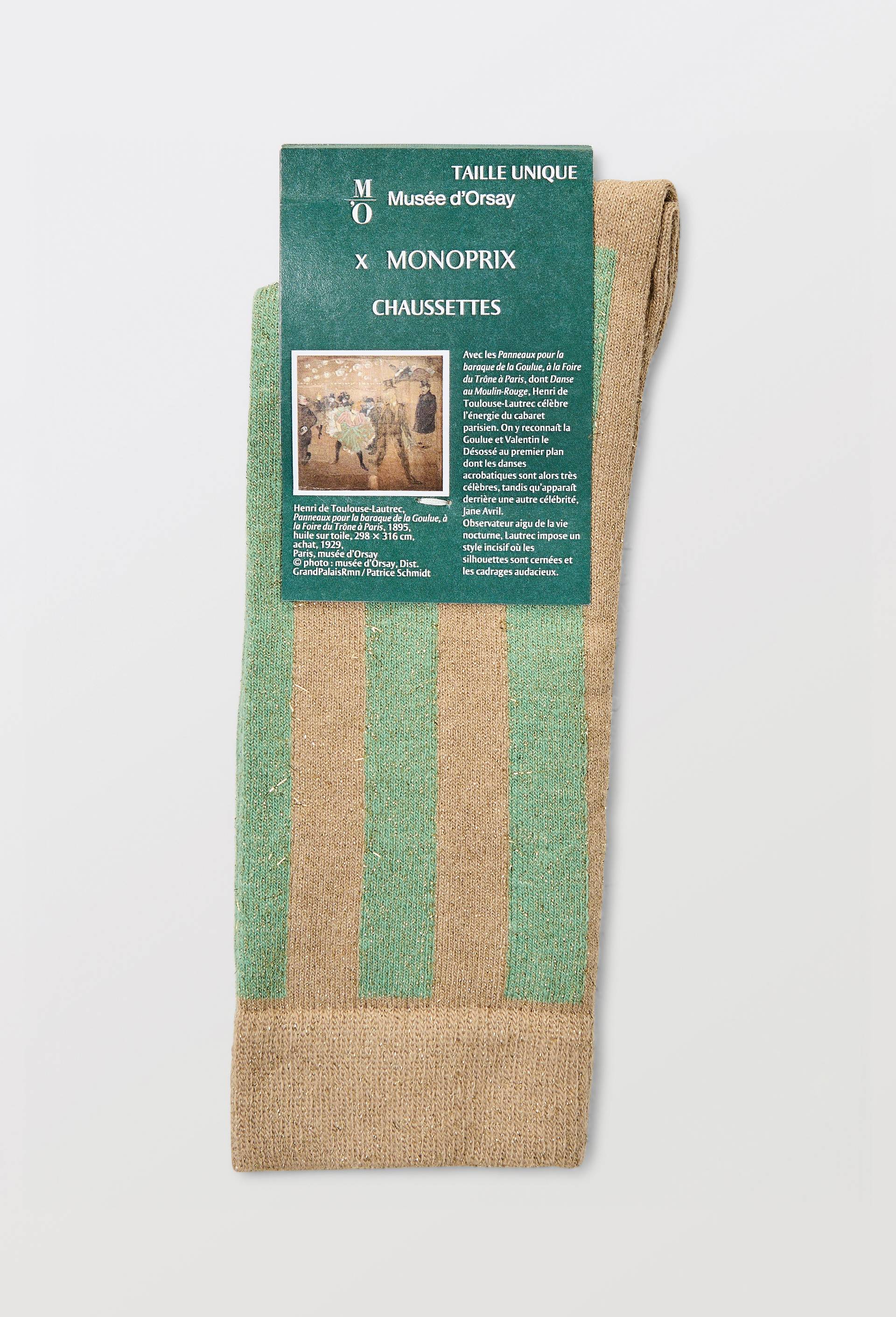 Chaussettes &agrave; rayures contenant du coton - MUS&Eacute;E D'ORSAY x MONOPRIX, Vert, large image number 3