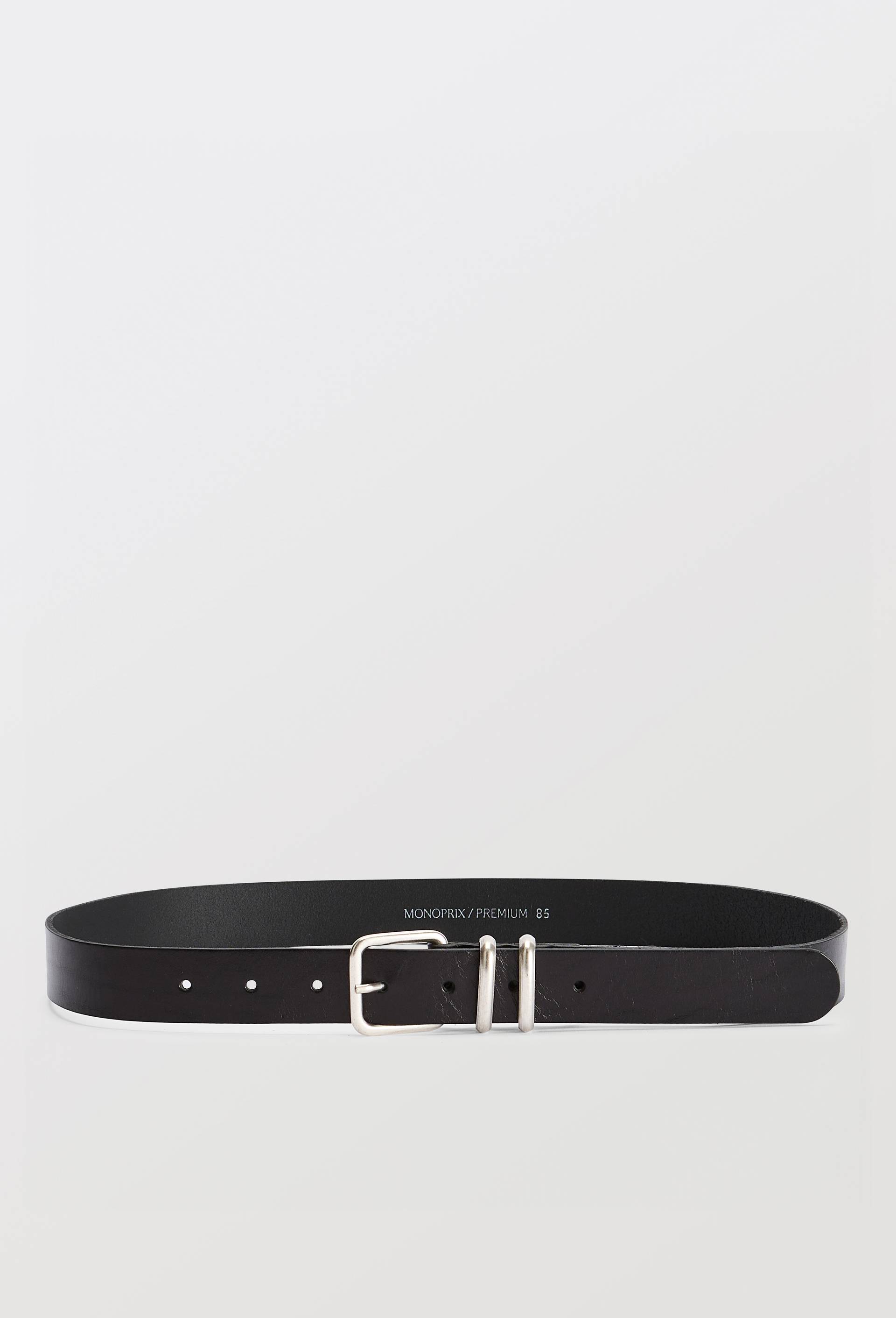 Ceinture 3 cm en cuir, Noir, large image number 0.0