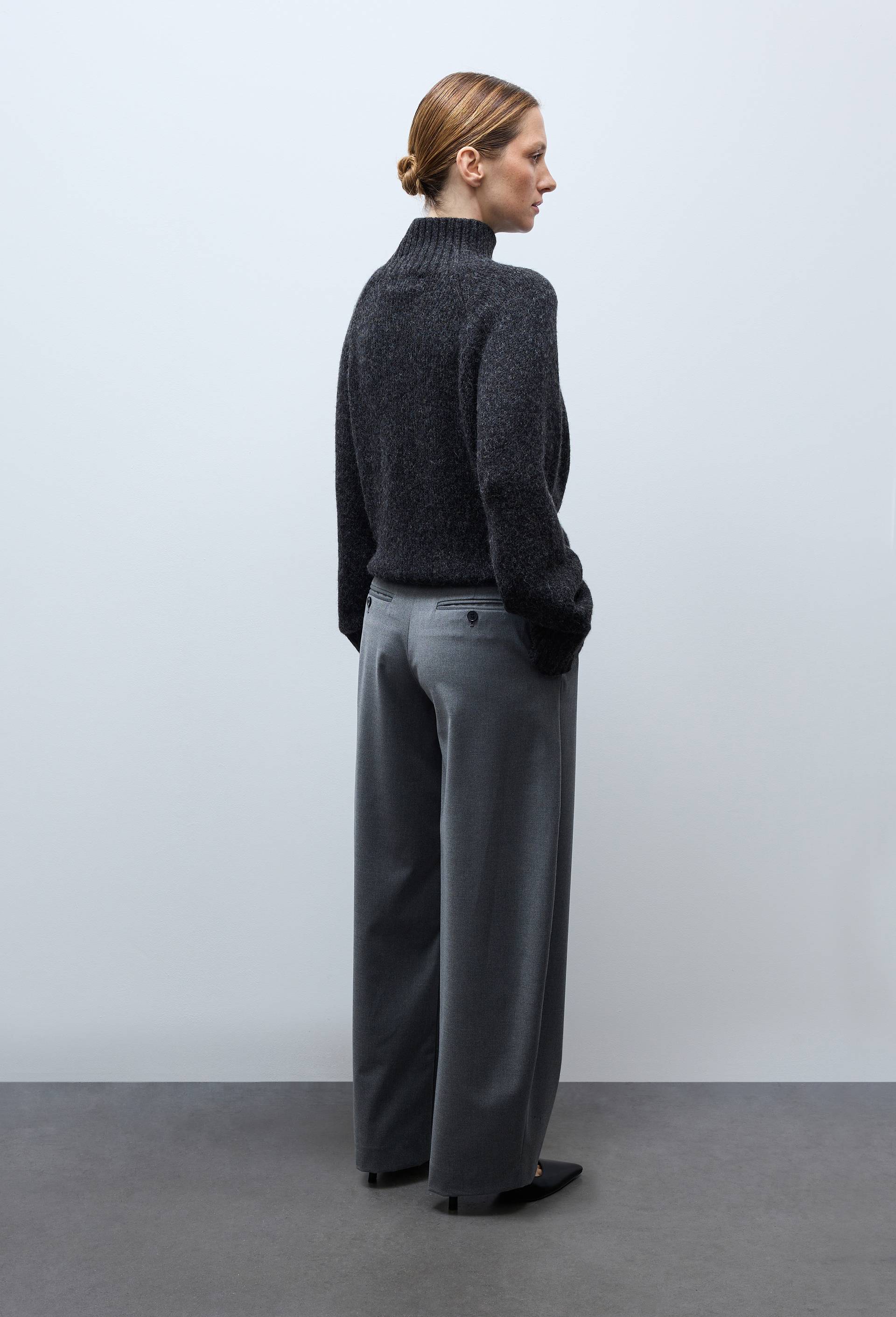 Pantalon large fluide uni, Gris, large image number 1