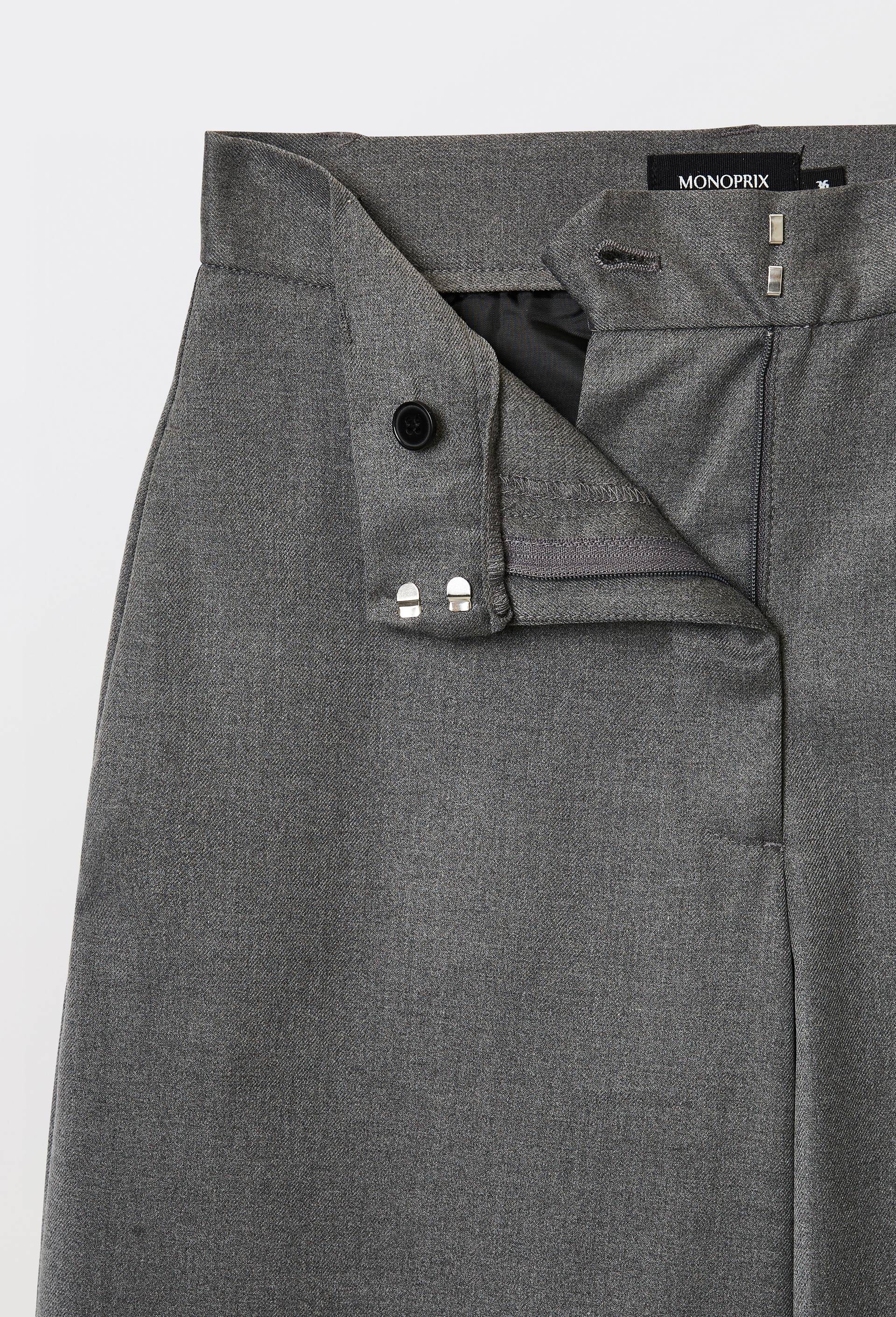 Pantalon large fluide uni, Gris, large image number 4.0