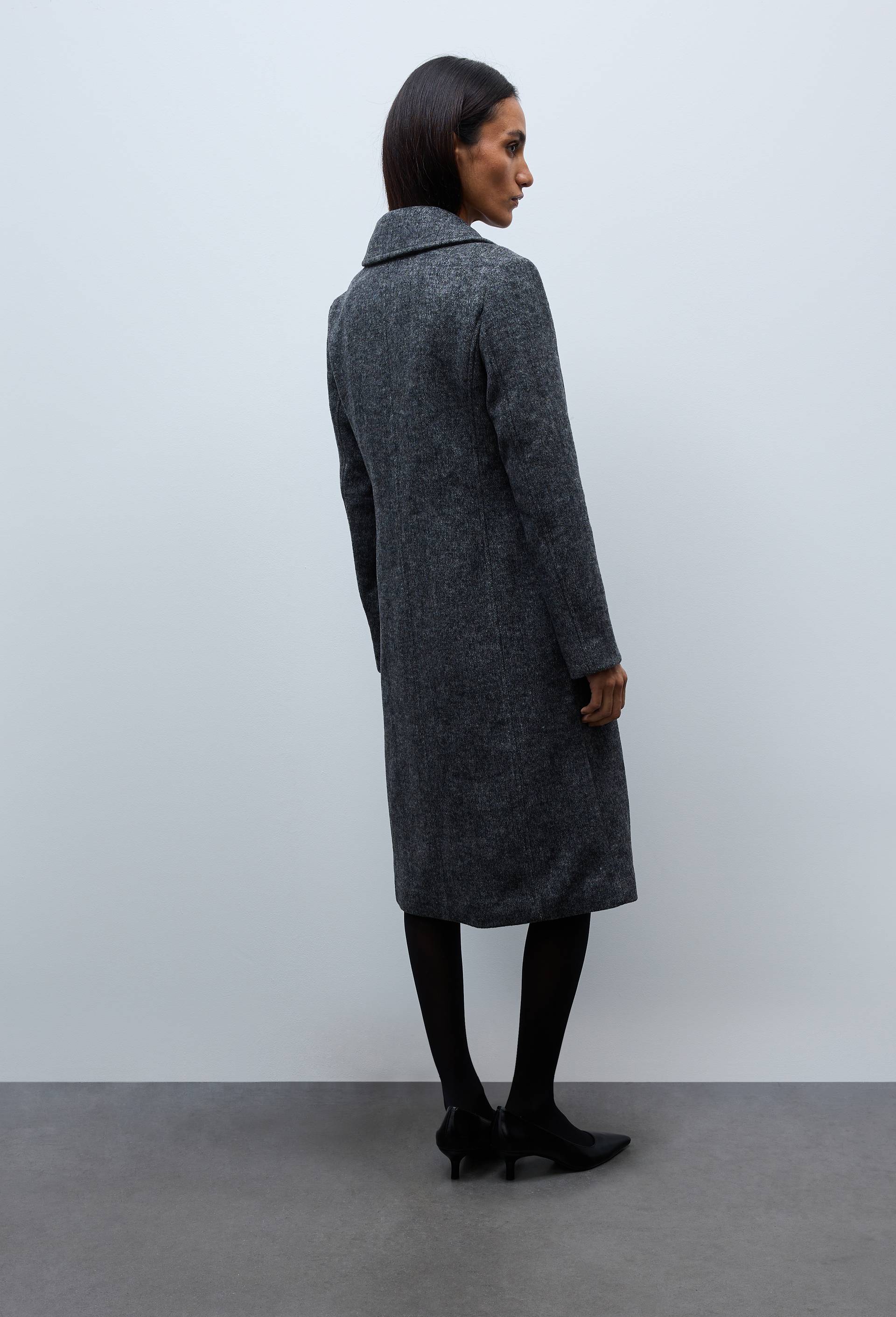 Manteau long contenant de la laine avec col amovible, Gris fonc&eacute;, large image number 3
