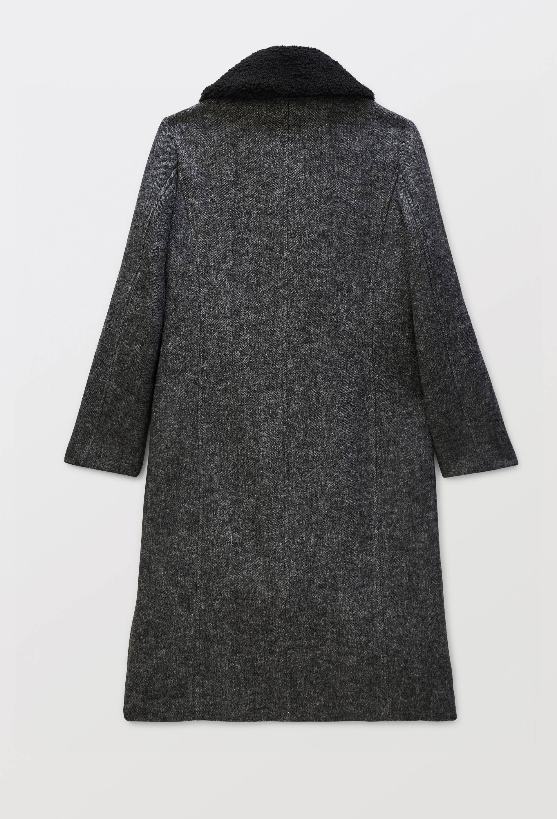 Manteau long contenant de la laine avec col amovible, Gris fonc&eacute;, large image number 5.0