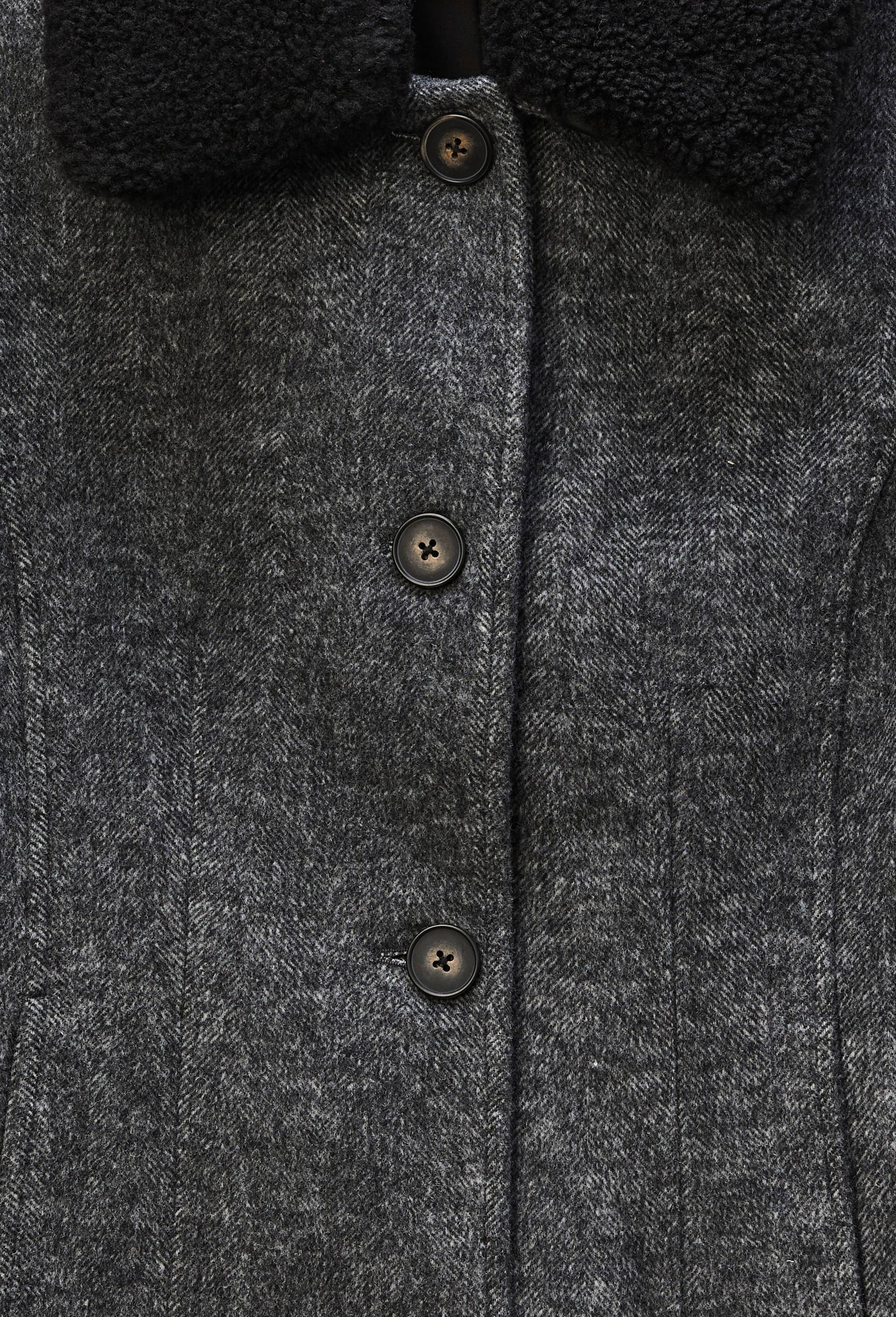 Manteau long contenant de la laine avec col amovible, Gris fonc&eacute;, large image number 6.0