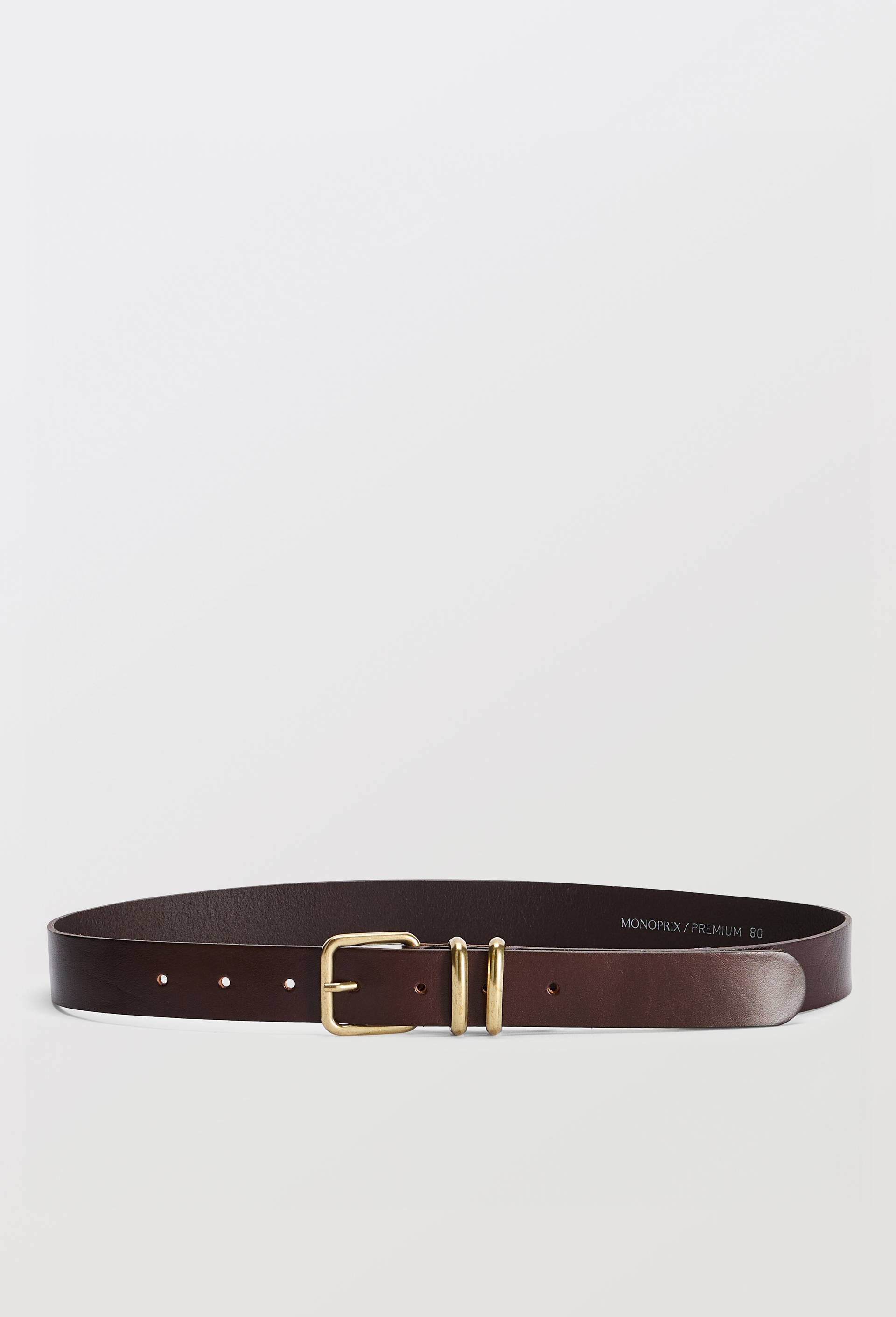 Ceinture 3 cm en cuir, Brun fonc&eacute;, large image number 0