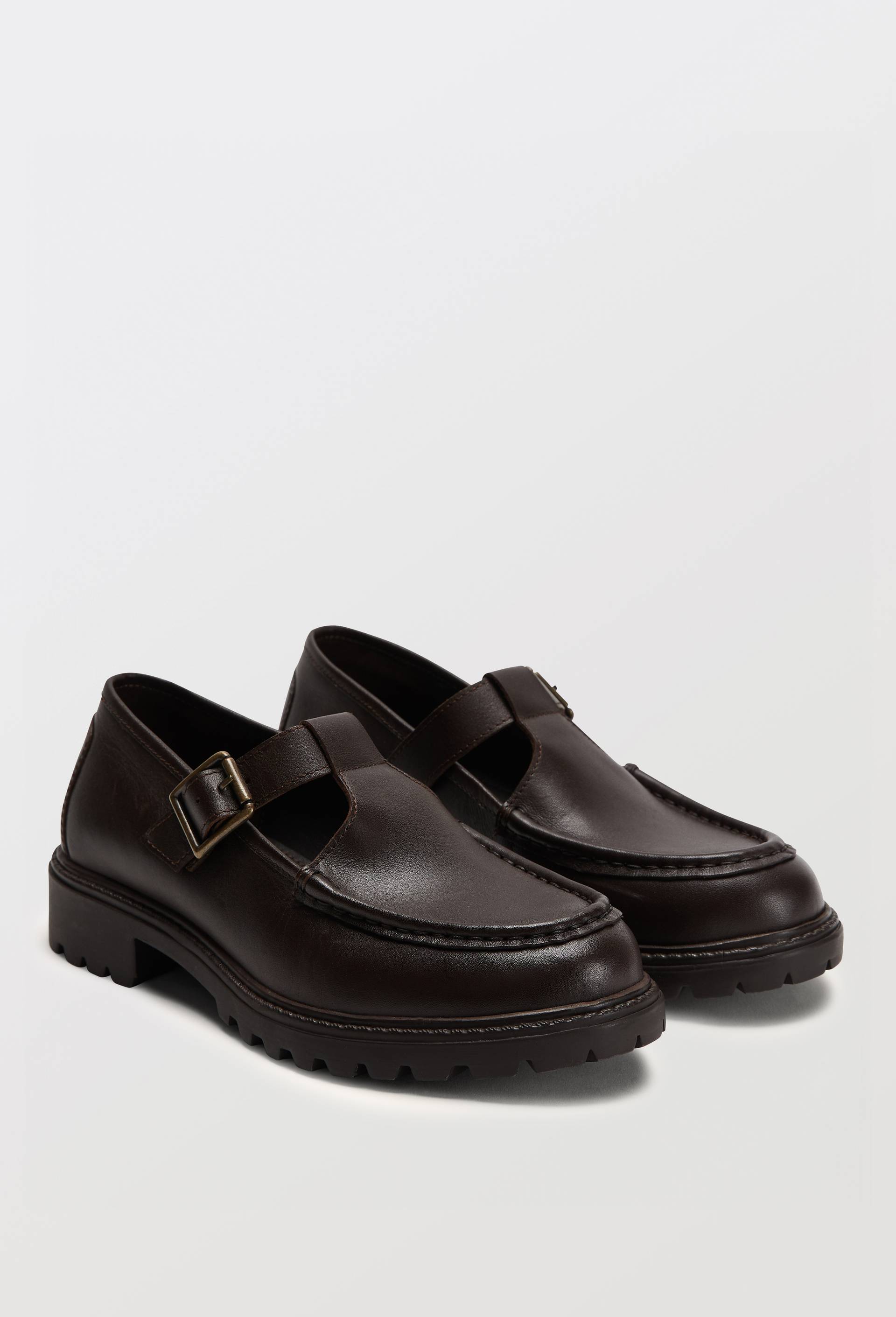 Mocassins &agrave; talon en cuir, Brun, large image number 0.0