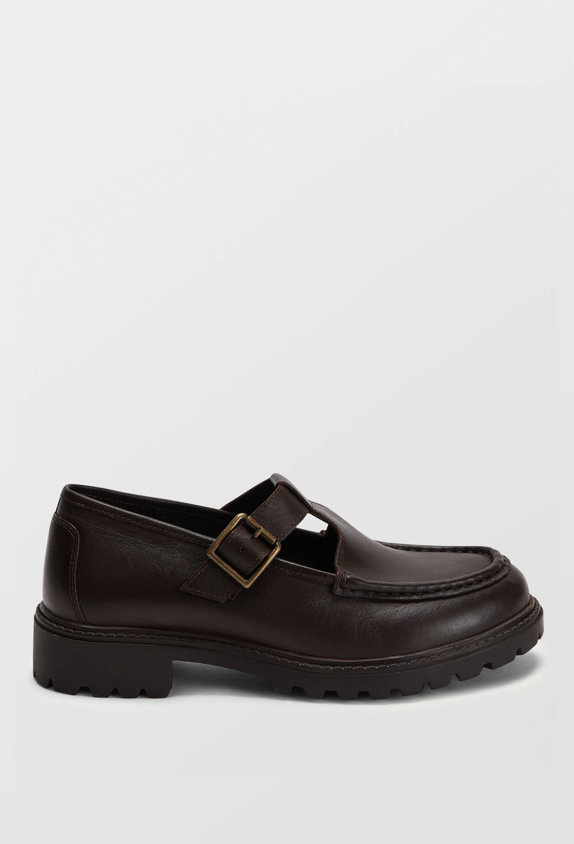 Mocassins &agrave; talon en cuir, Brun, large image number 1.0