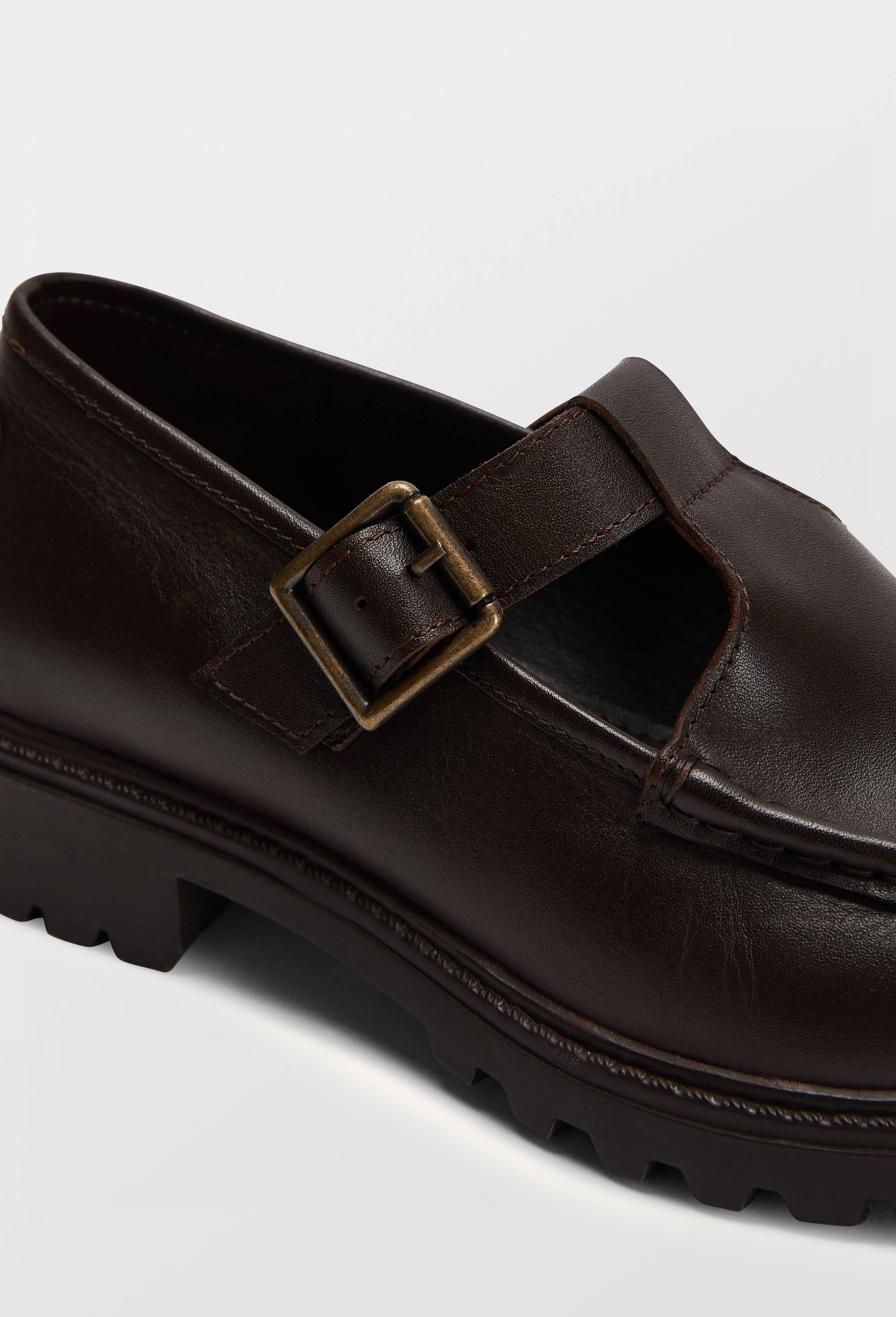 Mocassins &agrave; talon en cuir, Brun, large image number 2