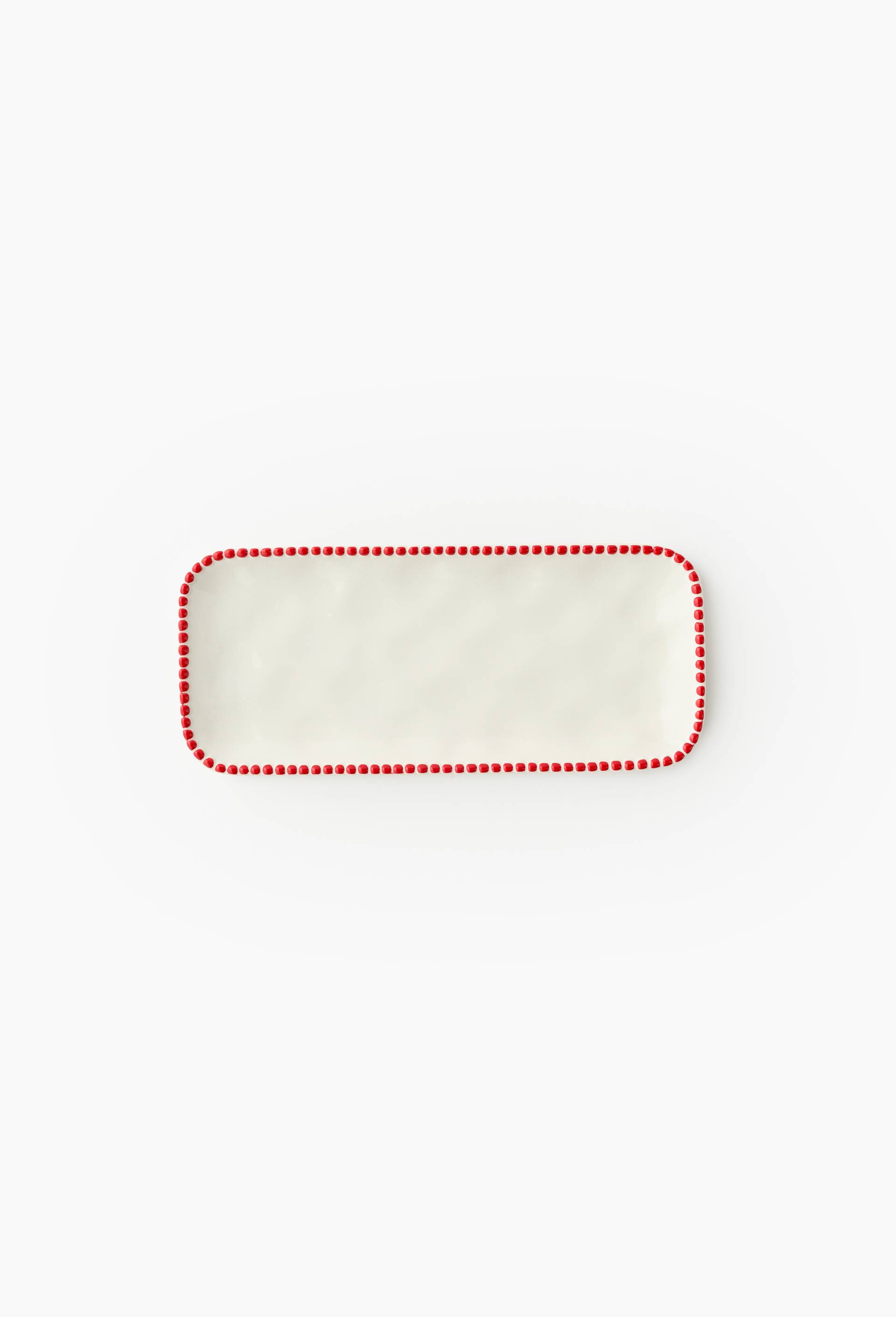 Plat rectangulaire finition perl&eacute;e, 31cm, Rouge, large image number 0