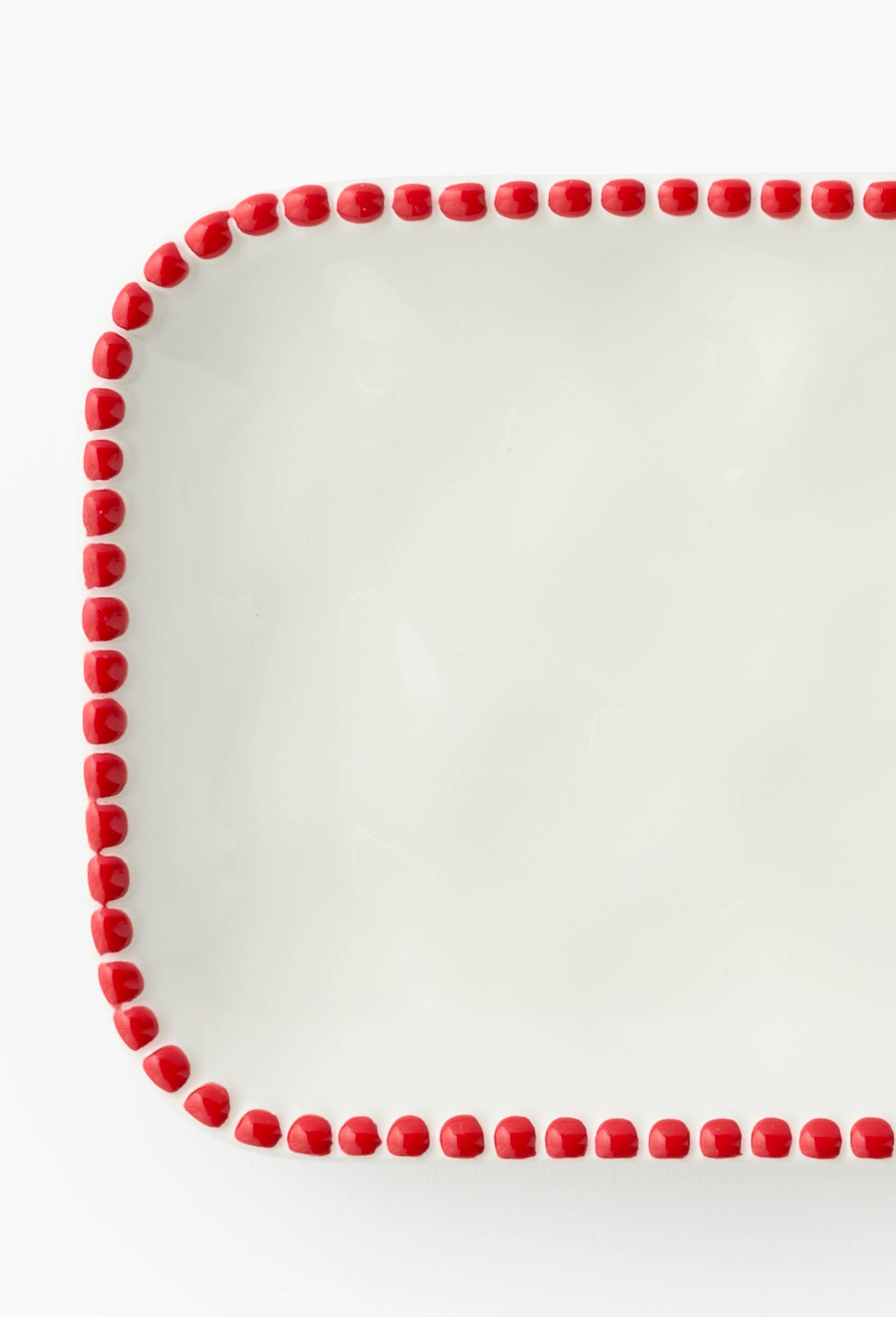 Plat rectangulaire finition perl&eacute;e, 31cm, Rouge, large image number 1