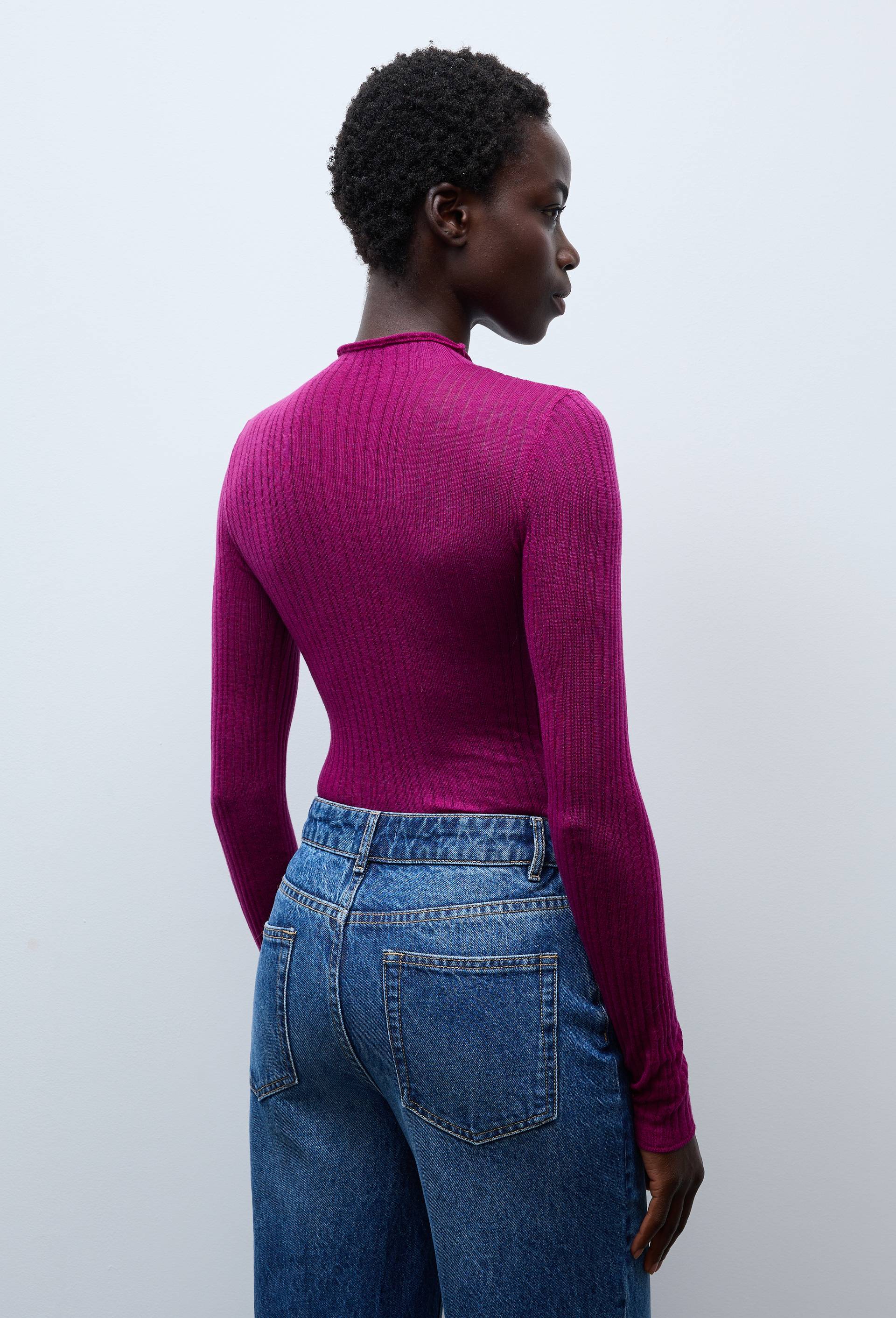 Pull manches longues fin en laine, Violet, large image number 1